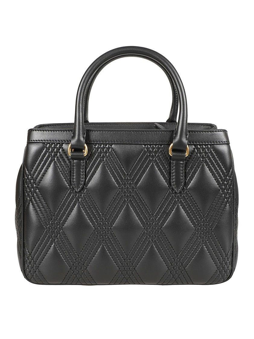 Diamond Quilting Calf Leather Top Handles Bag