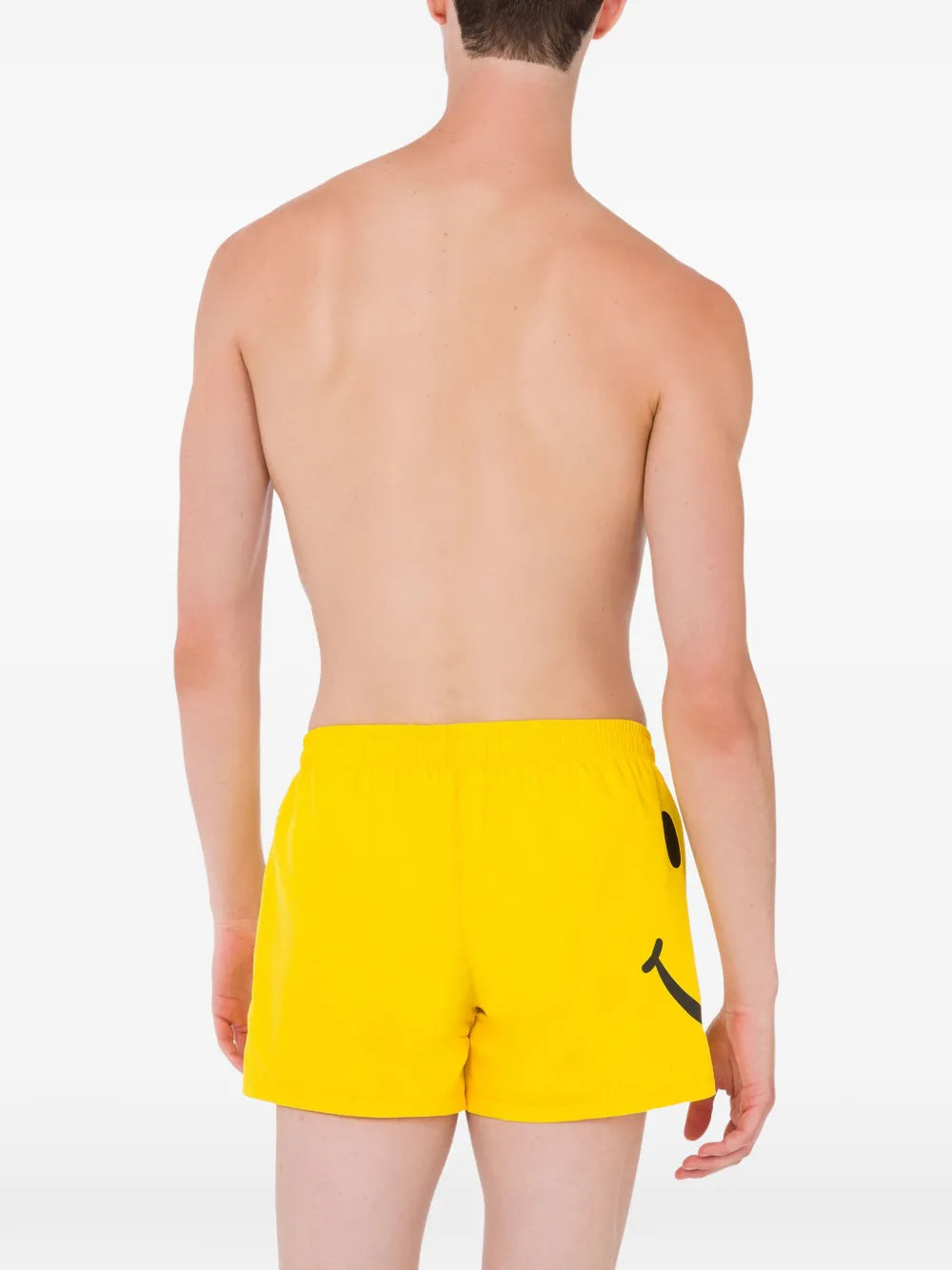Short-Length Swim Shorts With Bold Smiley Face Graphic