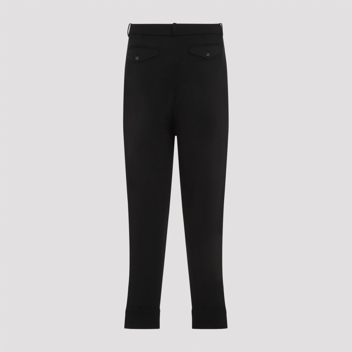 Tailored Black Trousers With Pleats And Buttoned Pockets