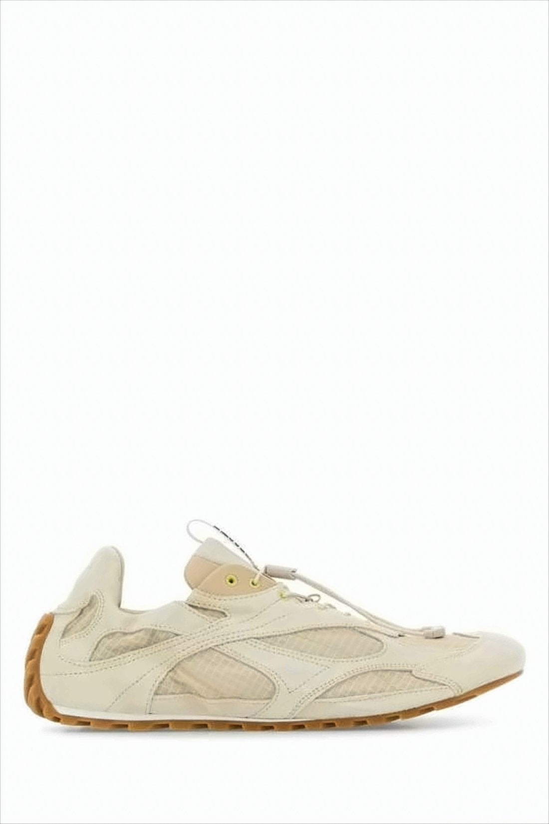Low-Profile Sneakers with Calf Leather and Polyester Mesh