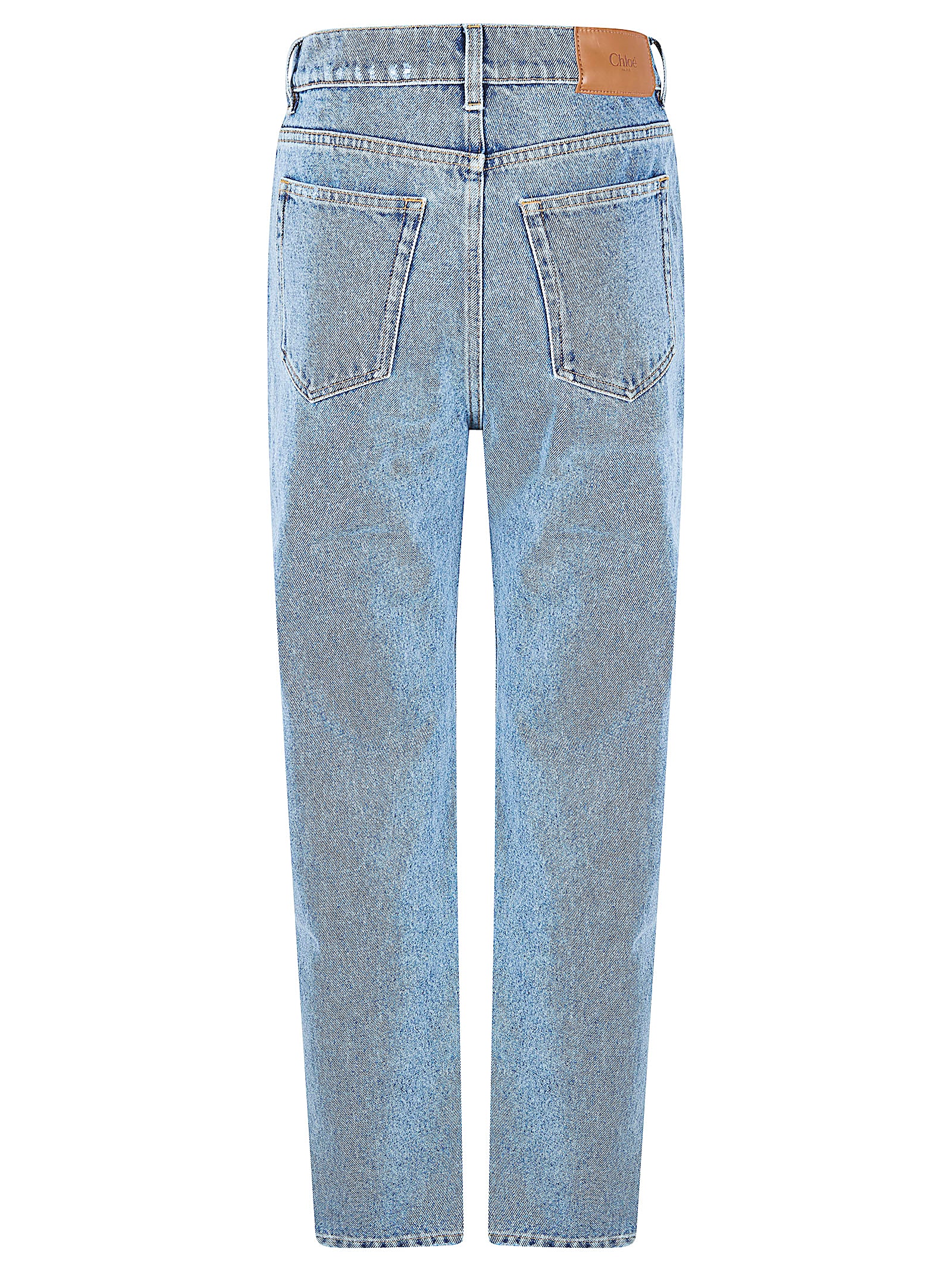 High-Waisted Tapered Jeans with Slit Hem and Logo Detail