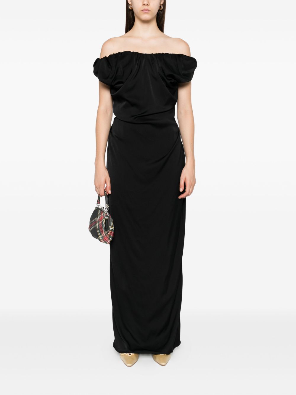 Off-Shoulder Black Maxi Dress