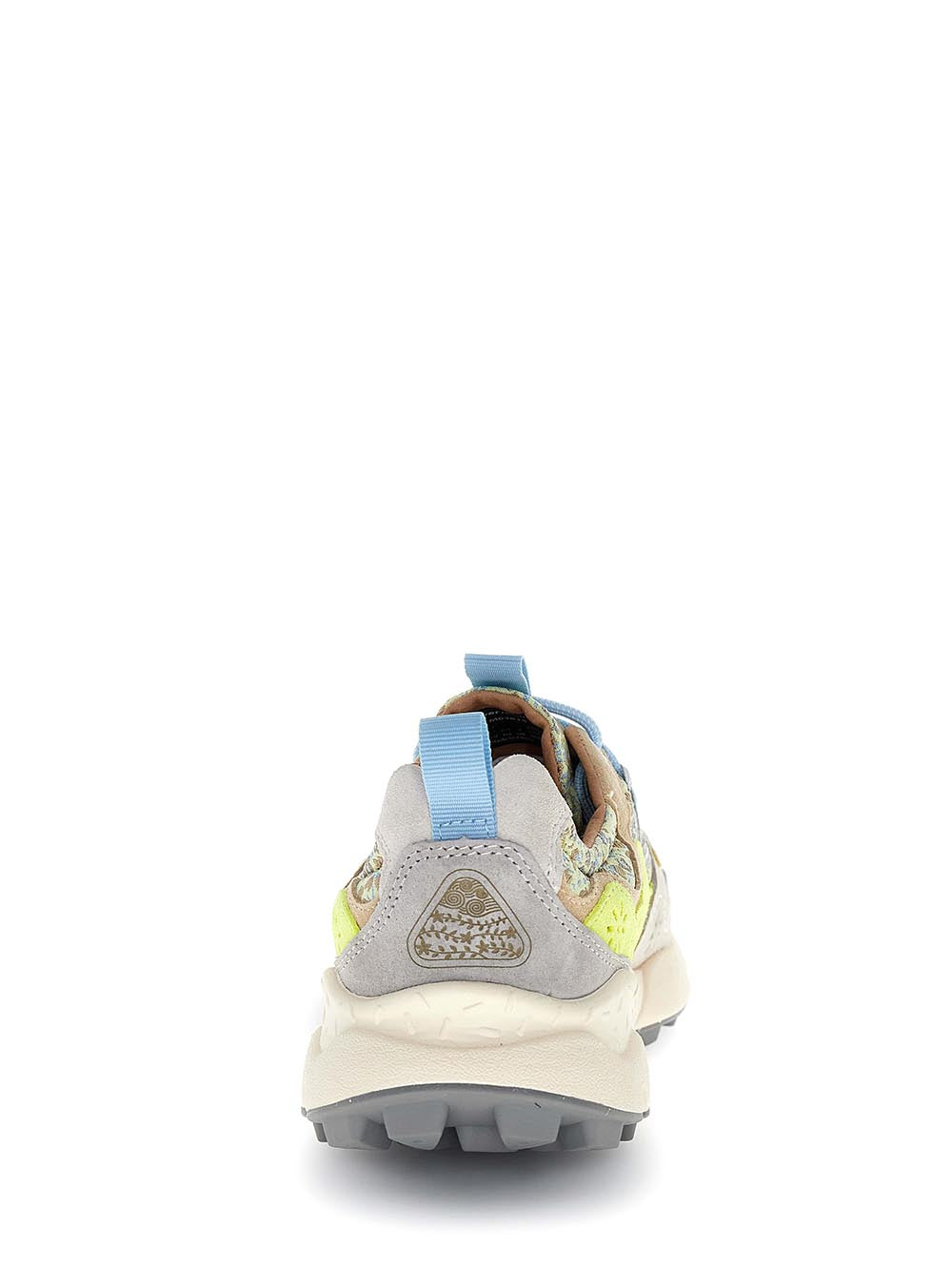 Floral-Patterned Sneakers with Suede Overlays and Chunky Sole