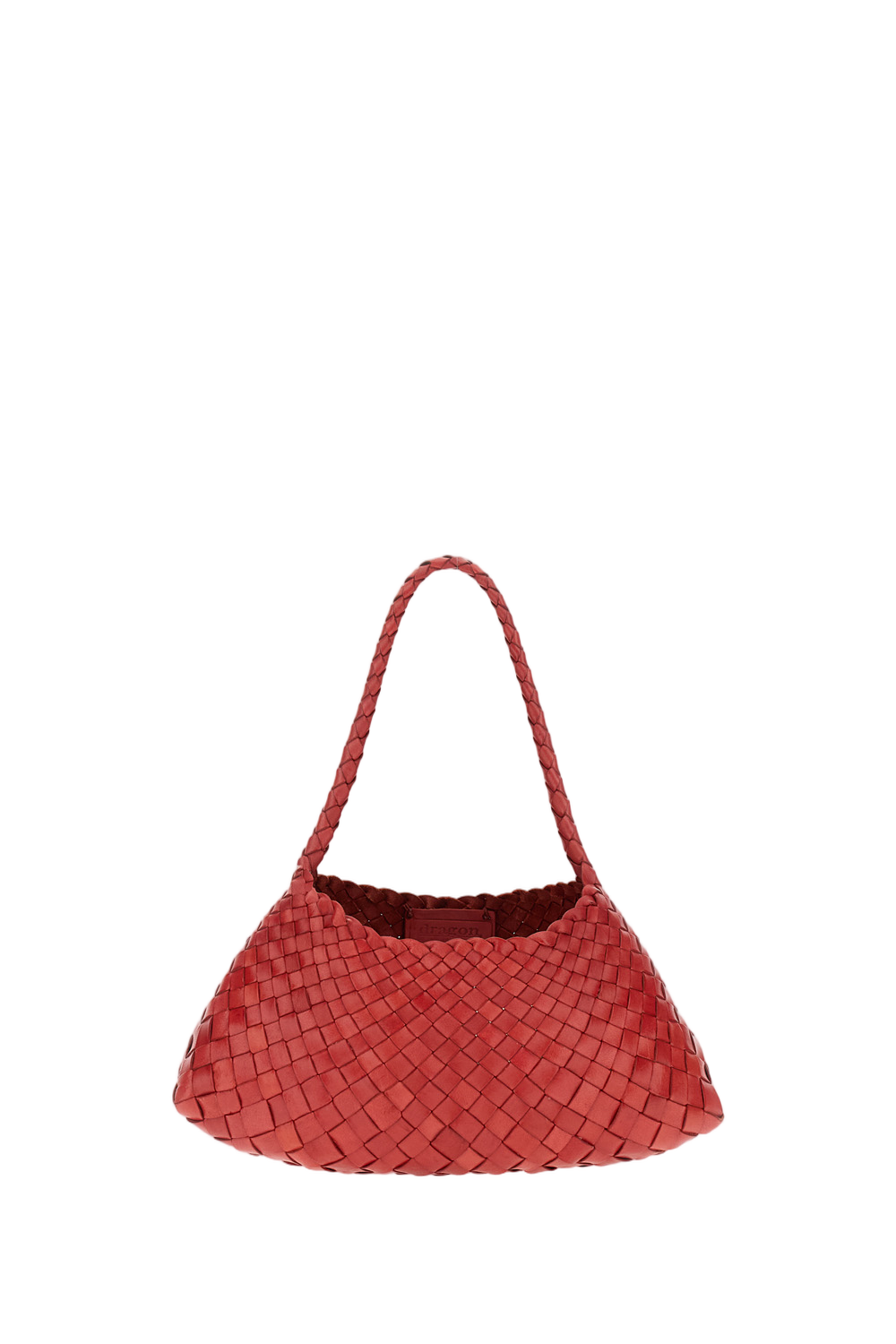 Woven Leather Handbag With Curved Silhouette