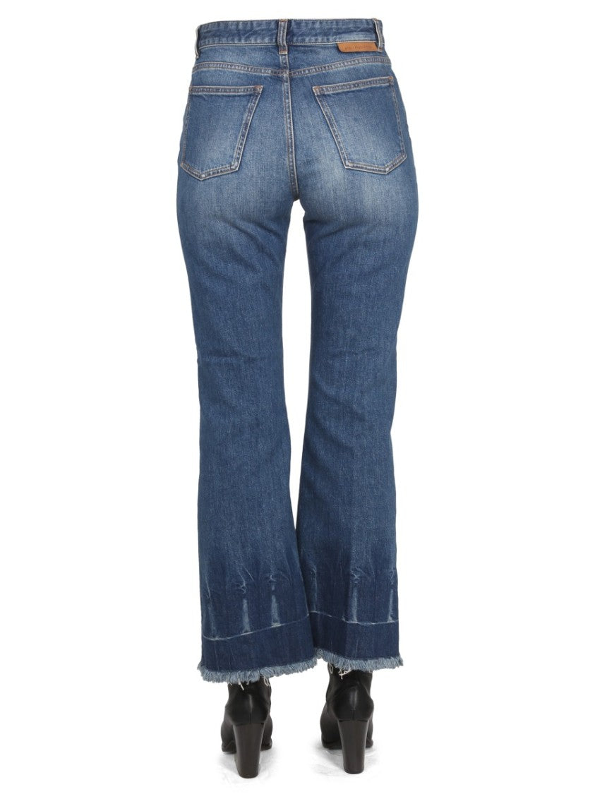 Cropped Flared Jeans In Denim