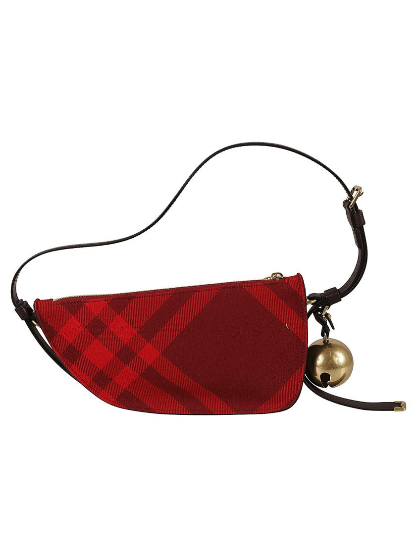 Curved Plaid Bag With Gold Bell Accent