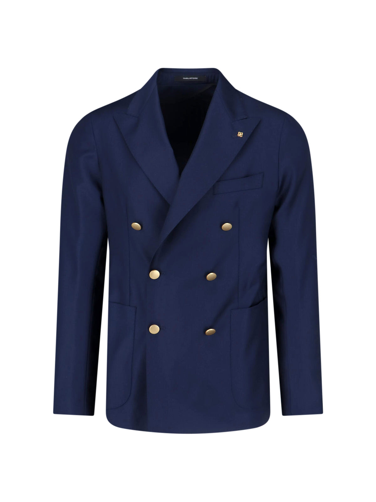 Navy Blue Double-Breasted Wool Blazer