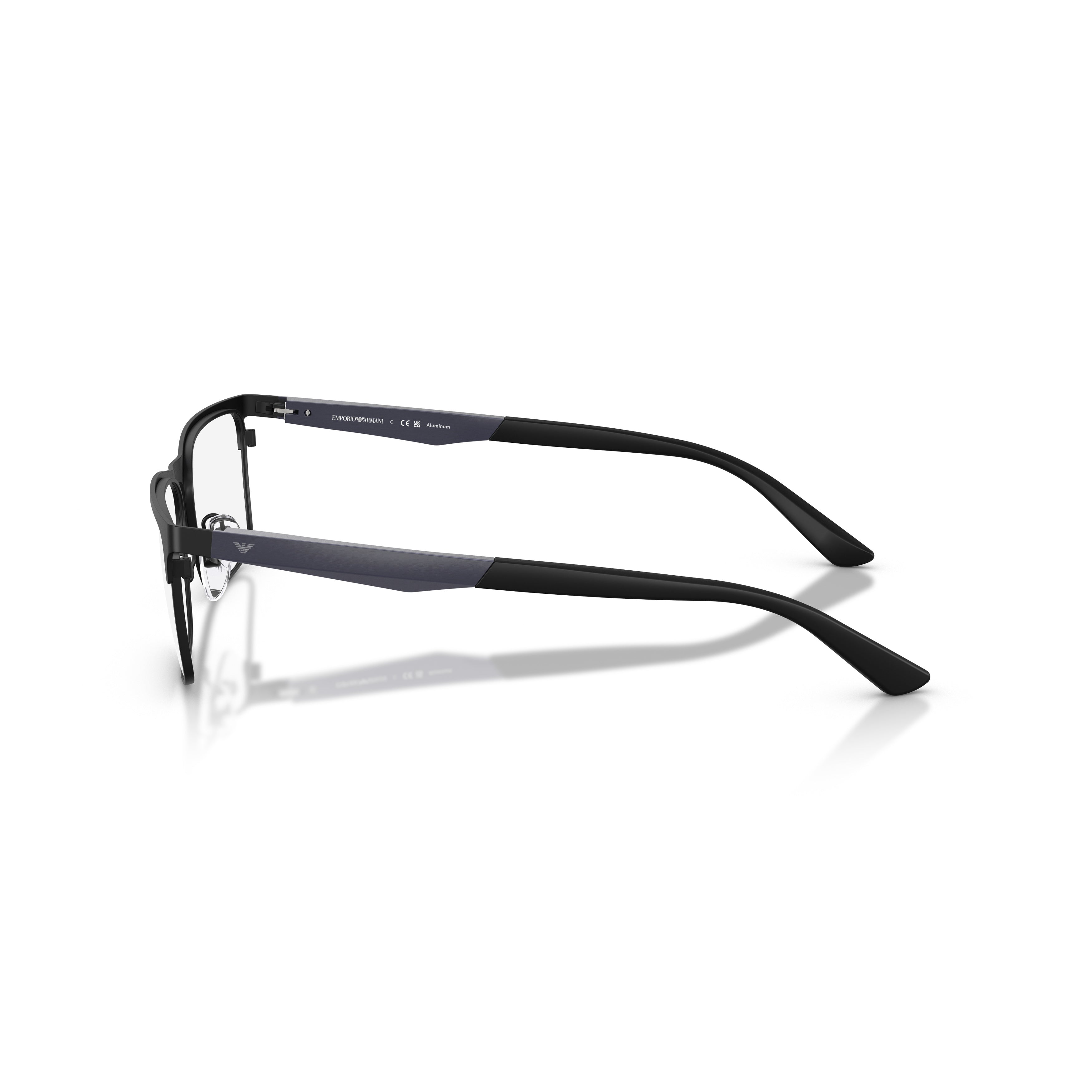 0ea1183 Rectangular Matte Black Metal Eyeglasses with Two-Tone Temples