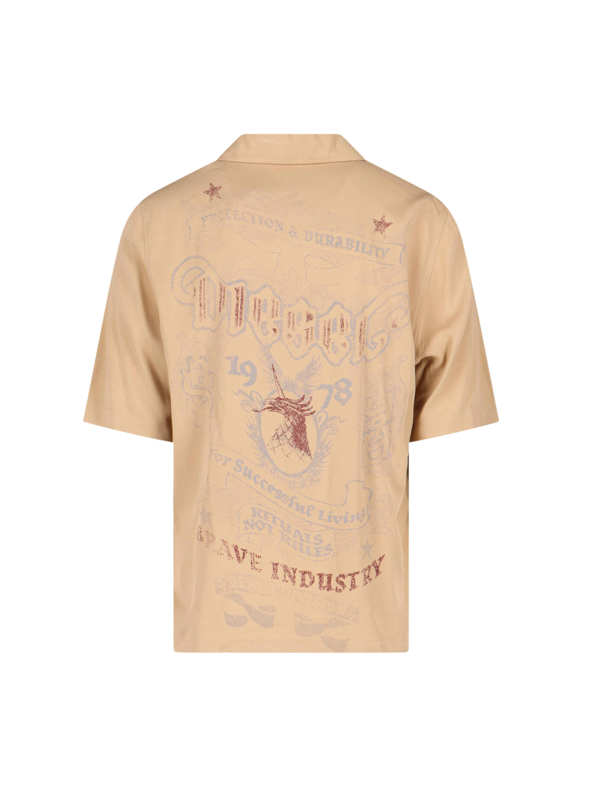 Beige Short Sleeve Printed Shirt