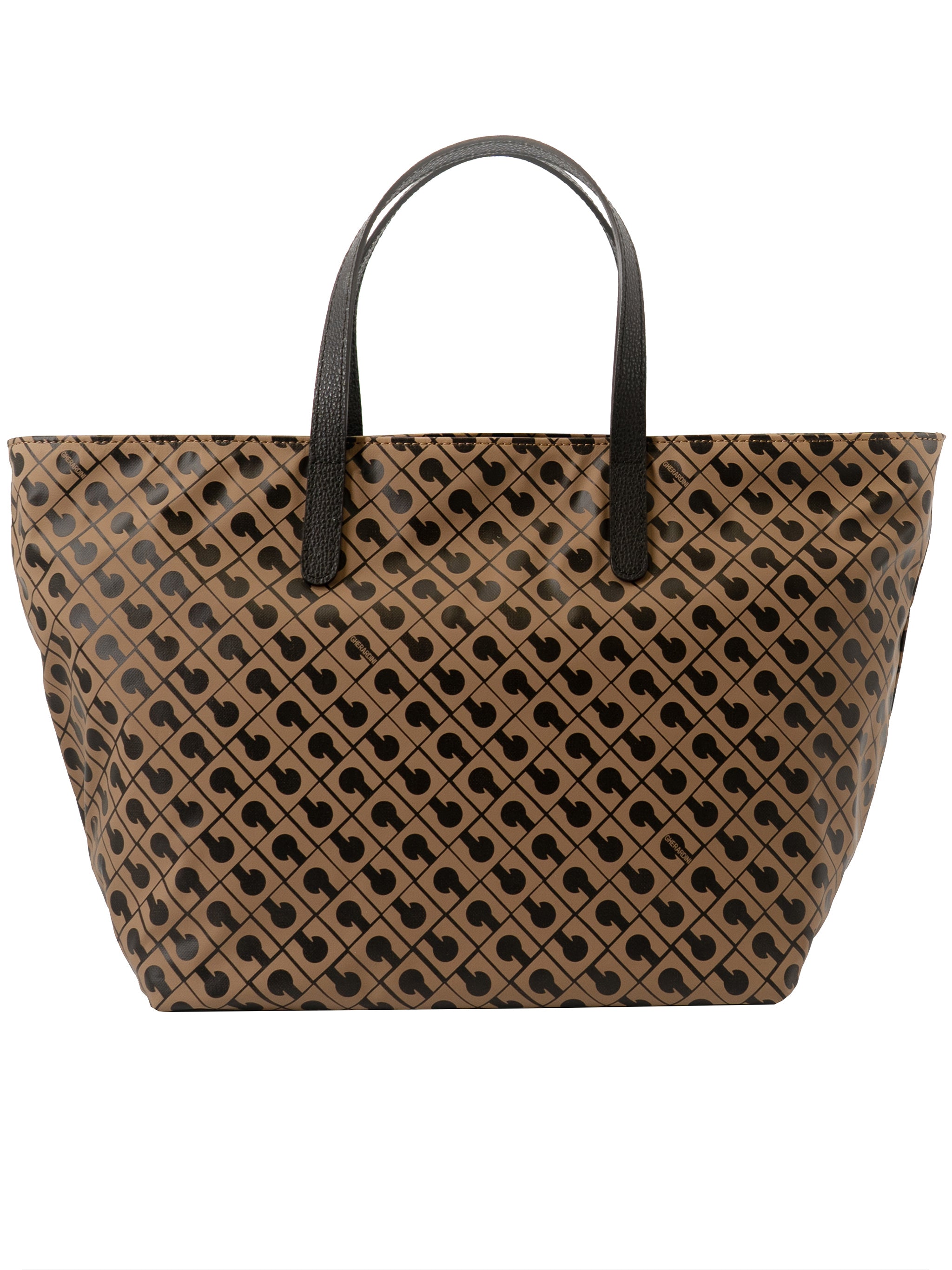 Brown Trapezoidal Geometric Pattern Medium Shopper