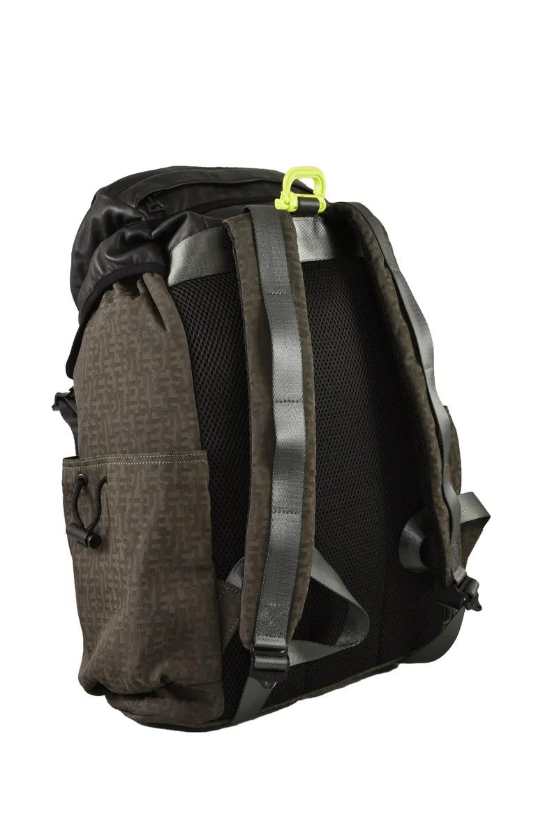 Brown Textured Polyamide Backpack