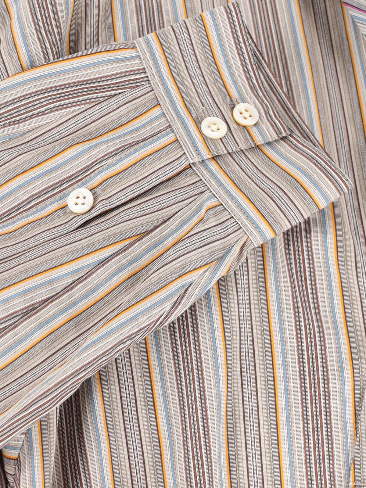 Beige Striped Diagonal Zip Shirt