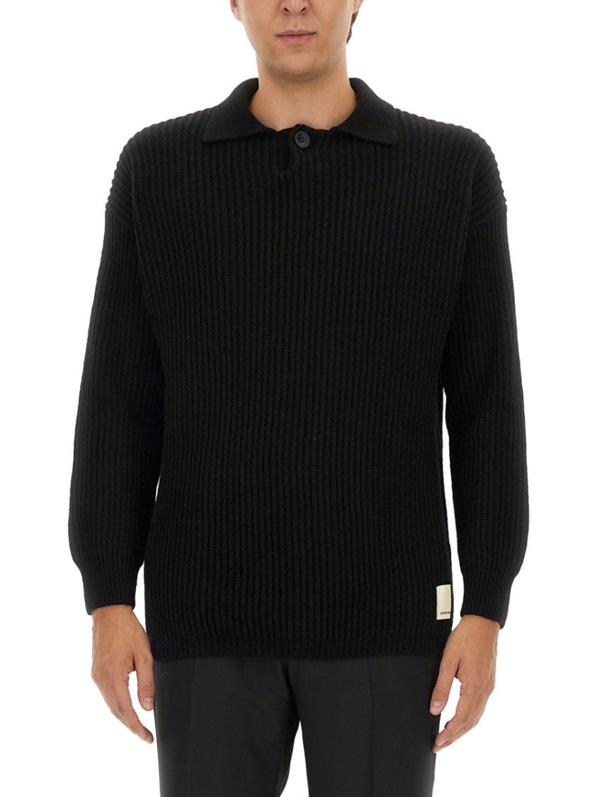 Ribbed Wool Jersey With Classic Collar