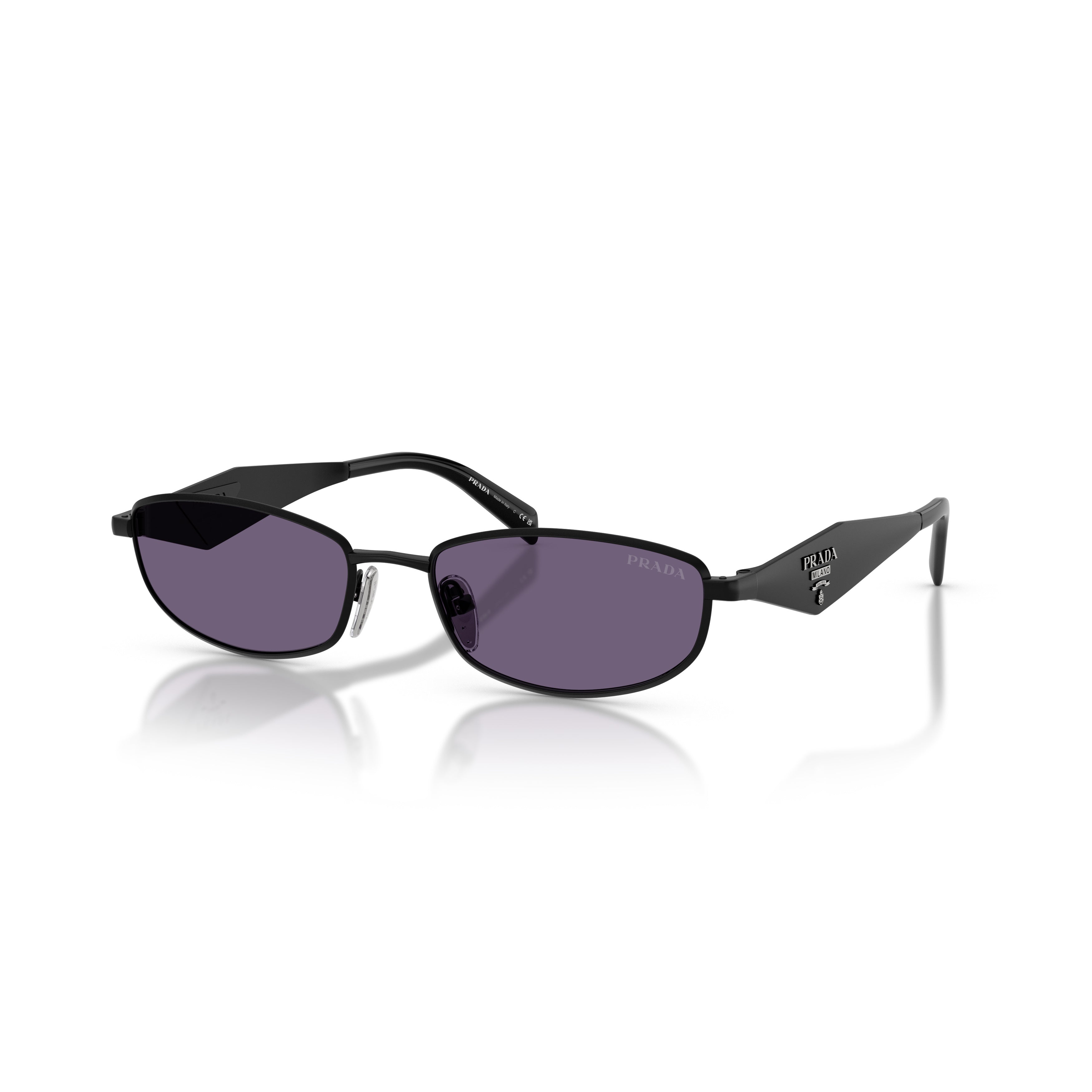 0pr D51s Black Rectangular Metal Frame Sunglasses