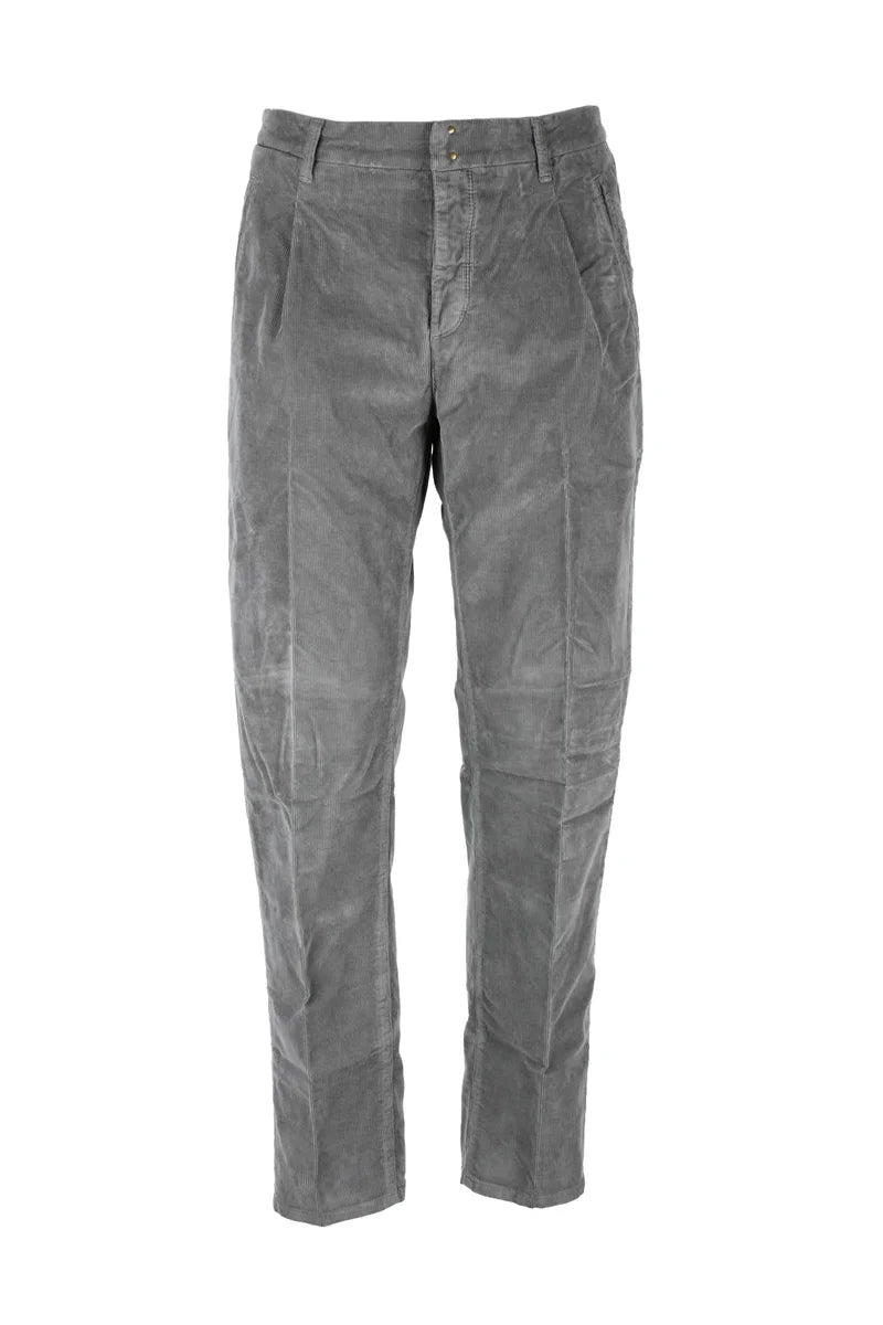 Velvet Stretch Trousers - Grey