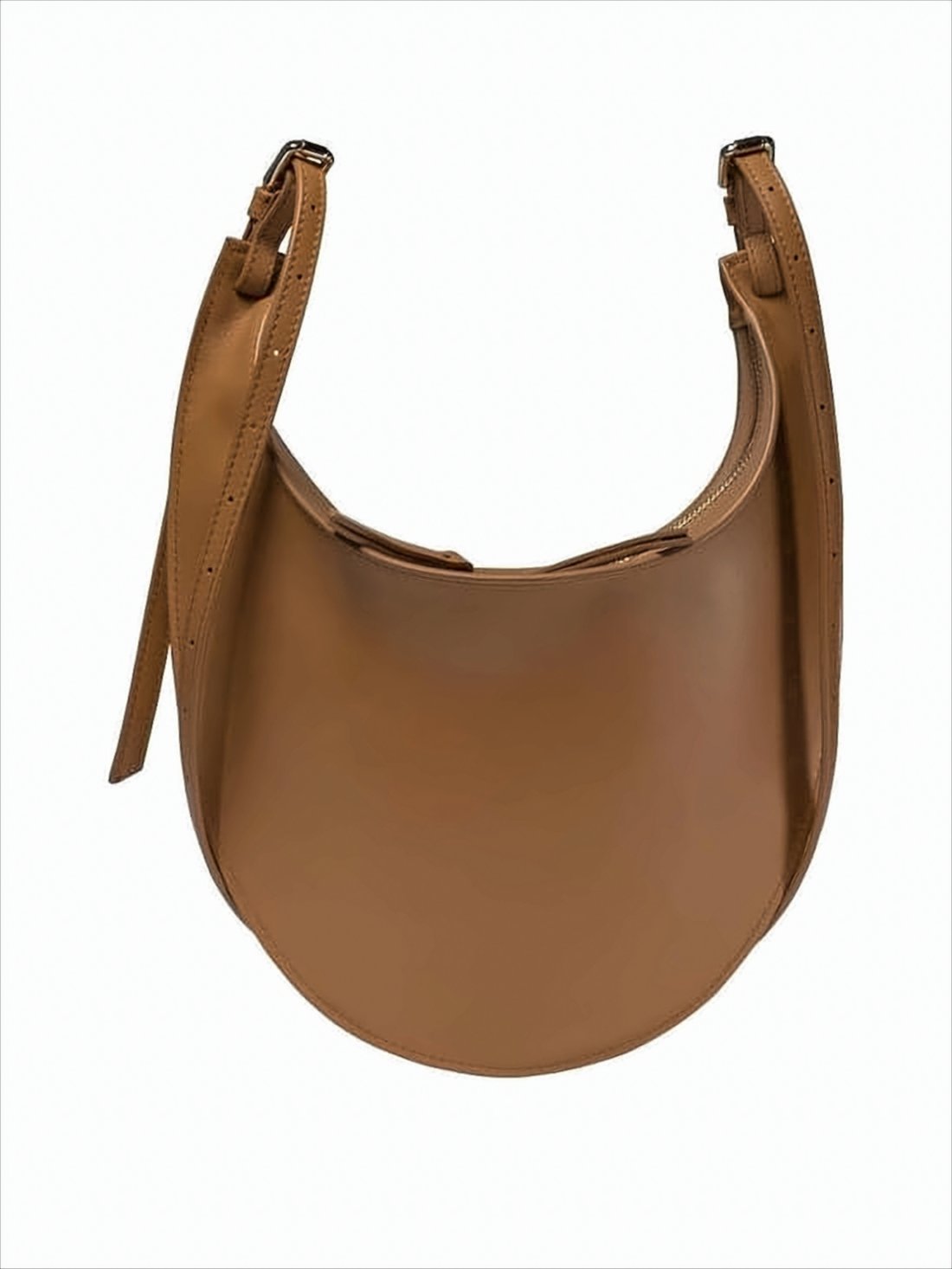 Crescent-Shaped Cow Leather Shoulder Bag
