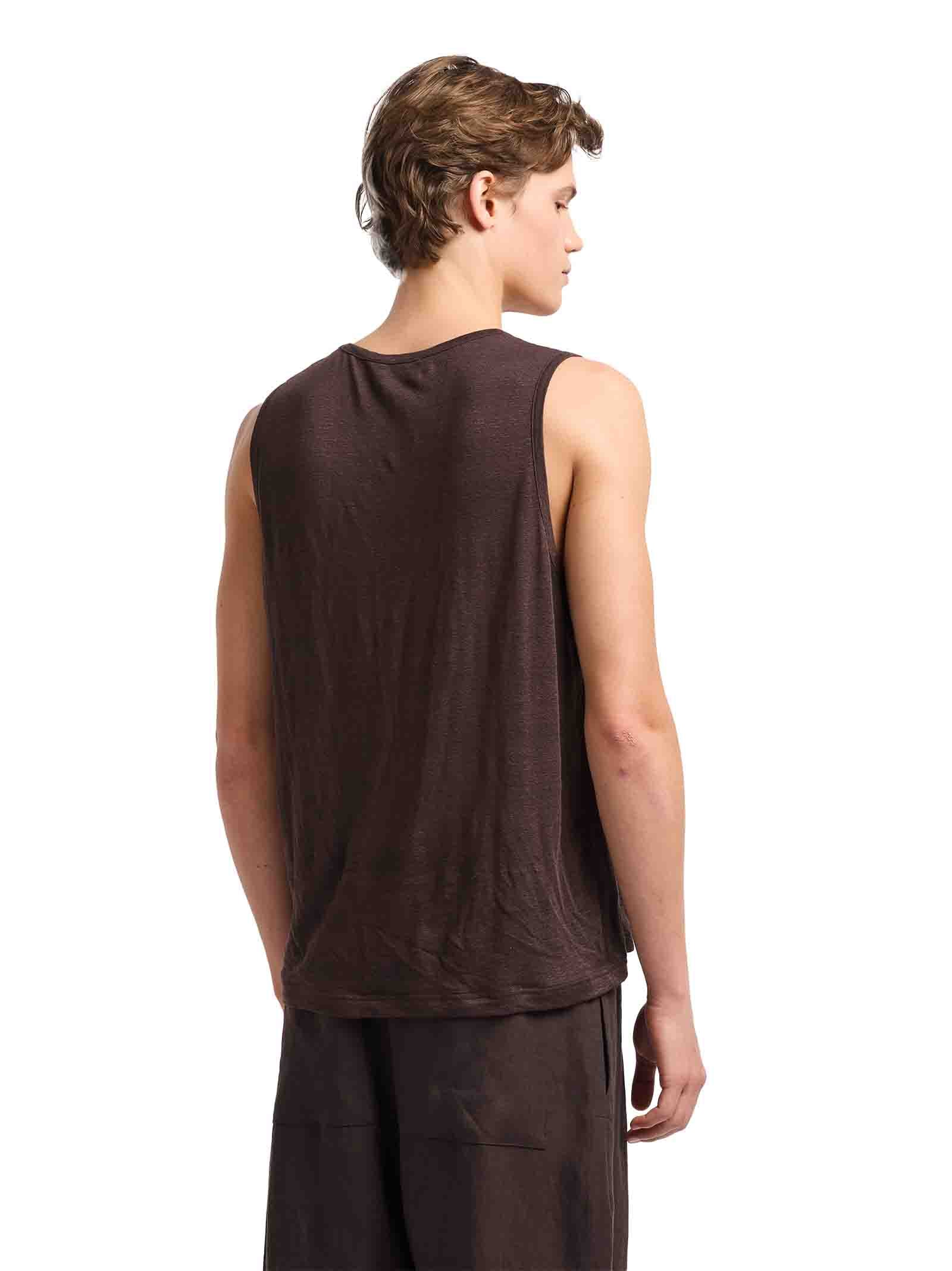 Stretch Linen Crew Neck Tank Top
