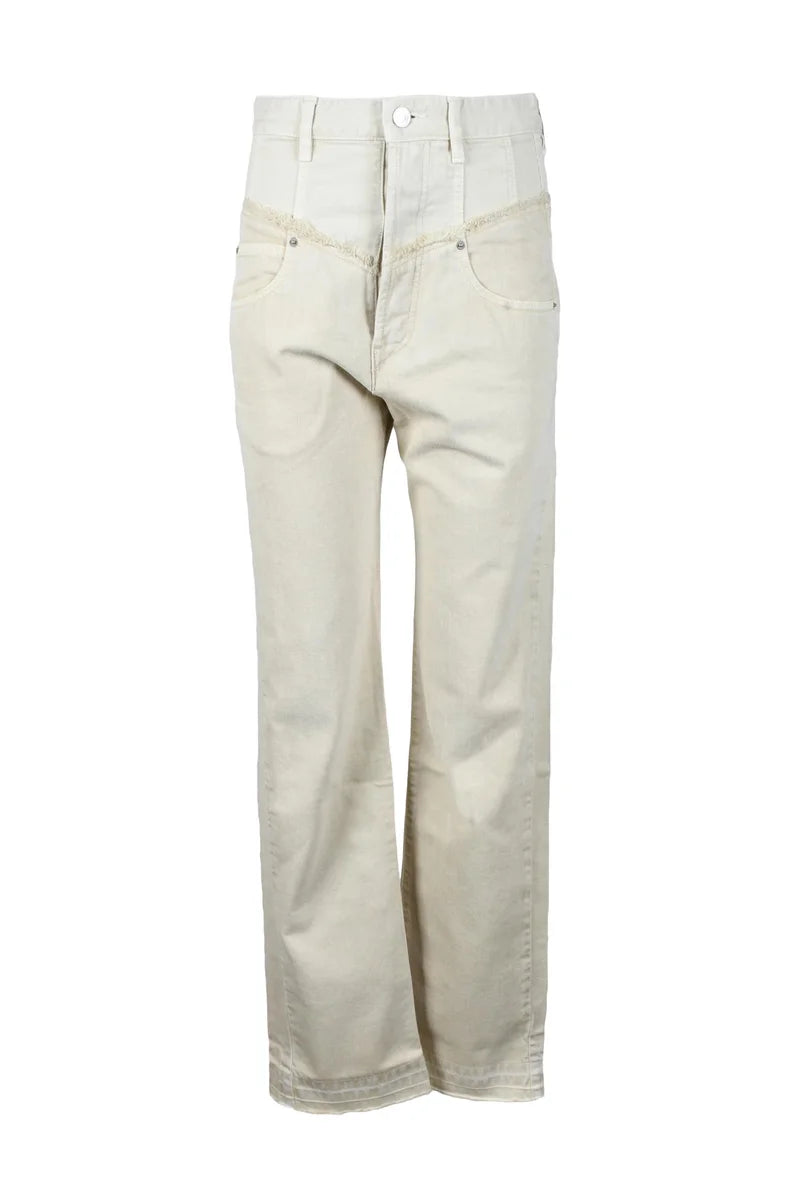 Straight-Leg Mid-Rise Beige Jeans