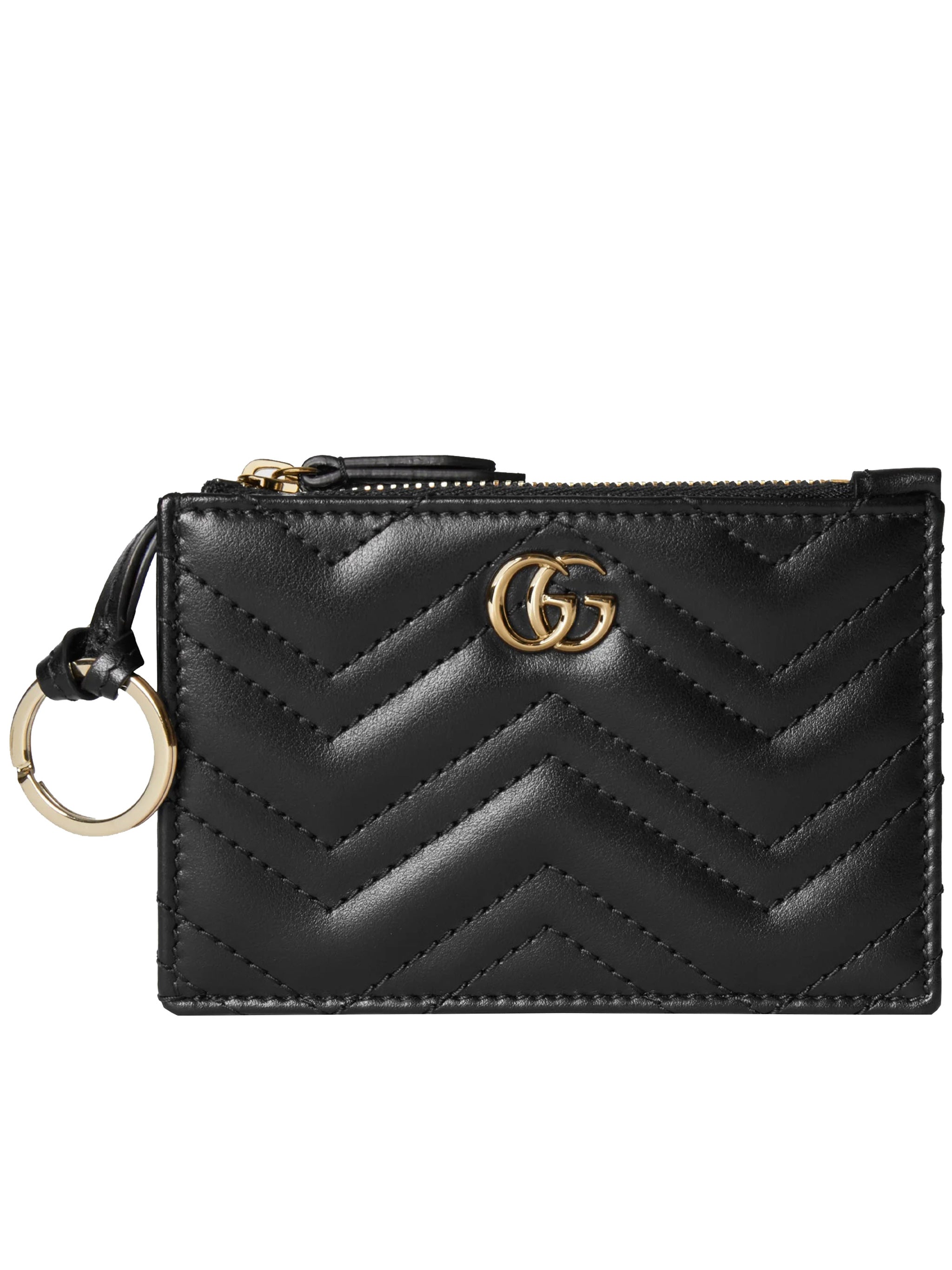 Black Chevron Quilted Leather Key Pouch