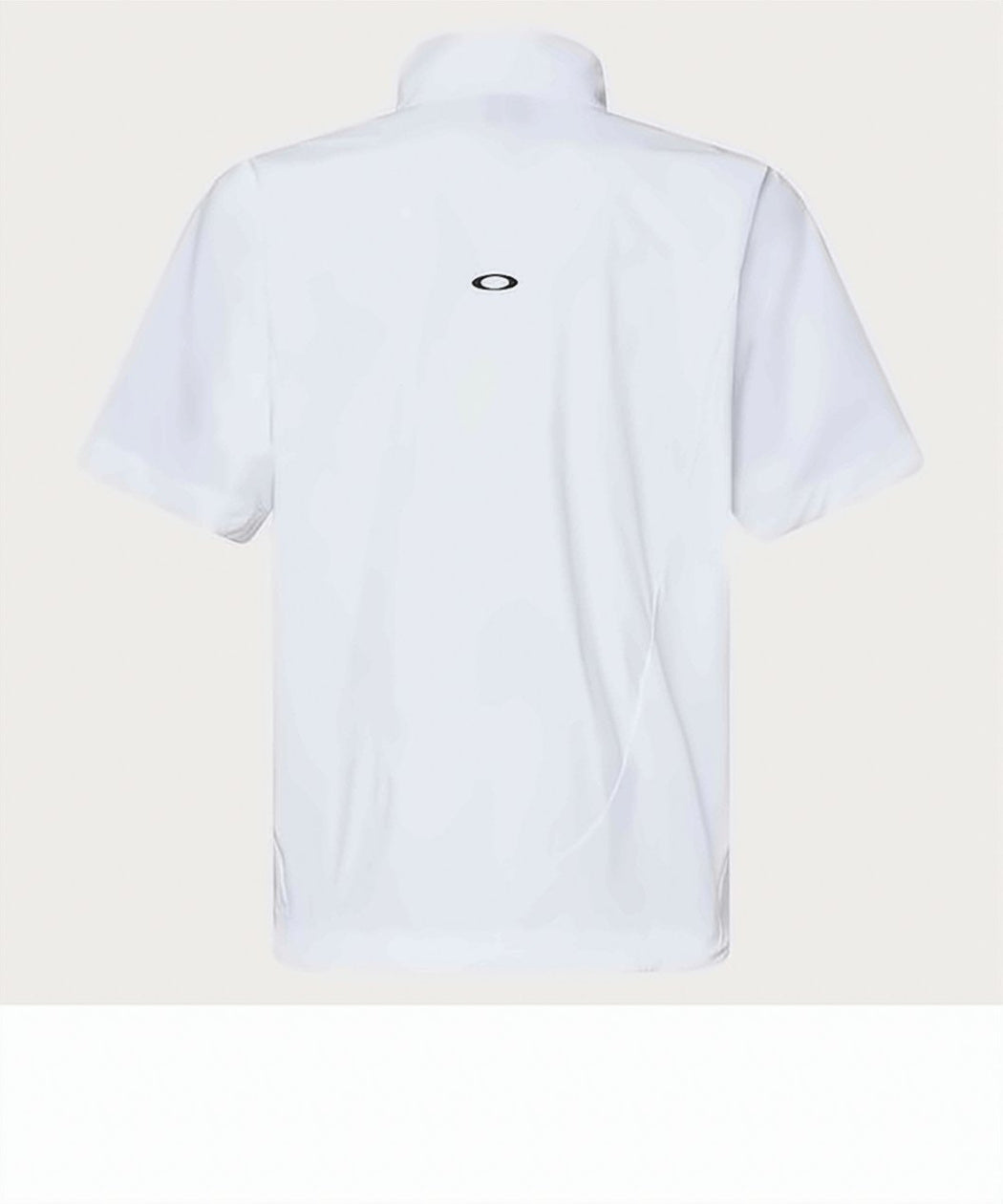 High-Collared White Zippered Tee With Minimalist Design