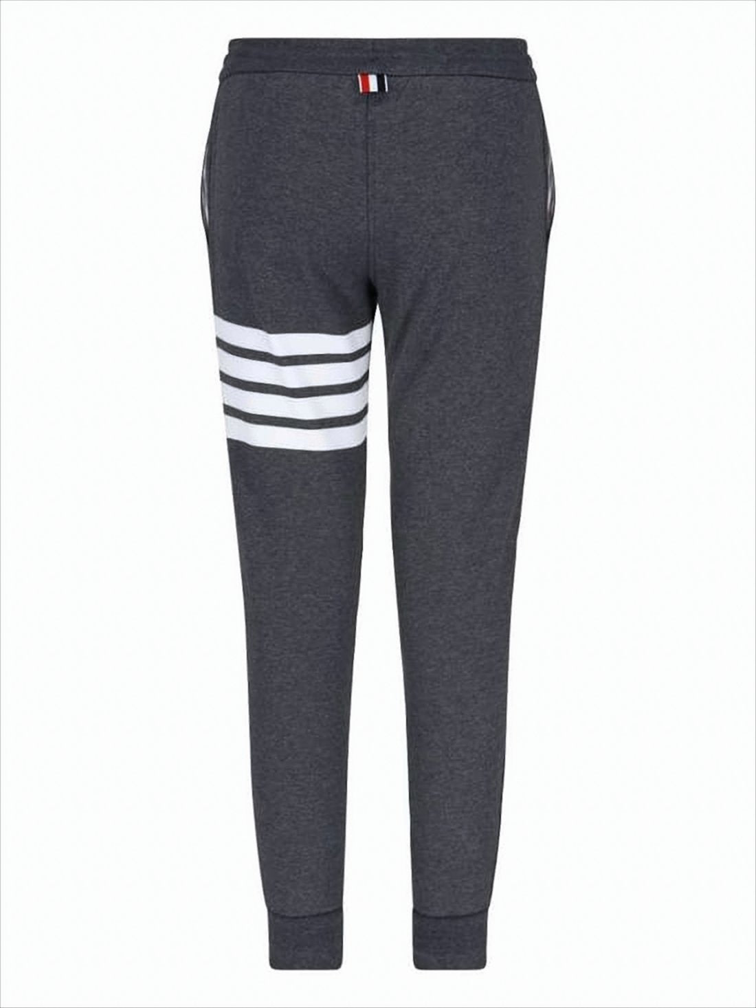 Dark Grey Cotton Jogger Pants with Striped Detailing