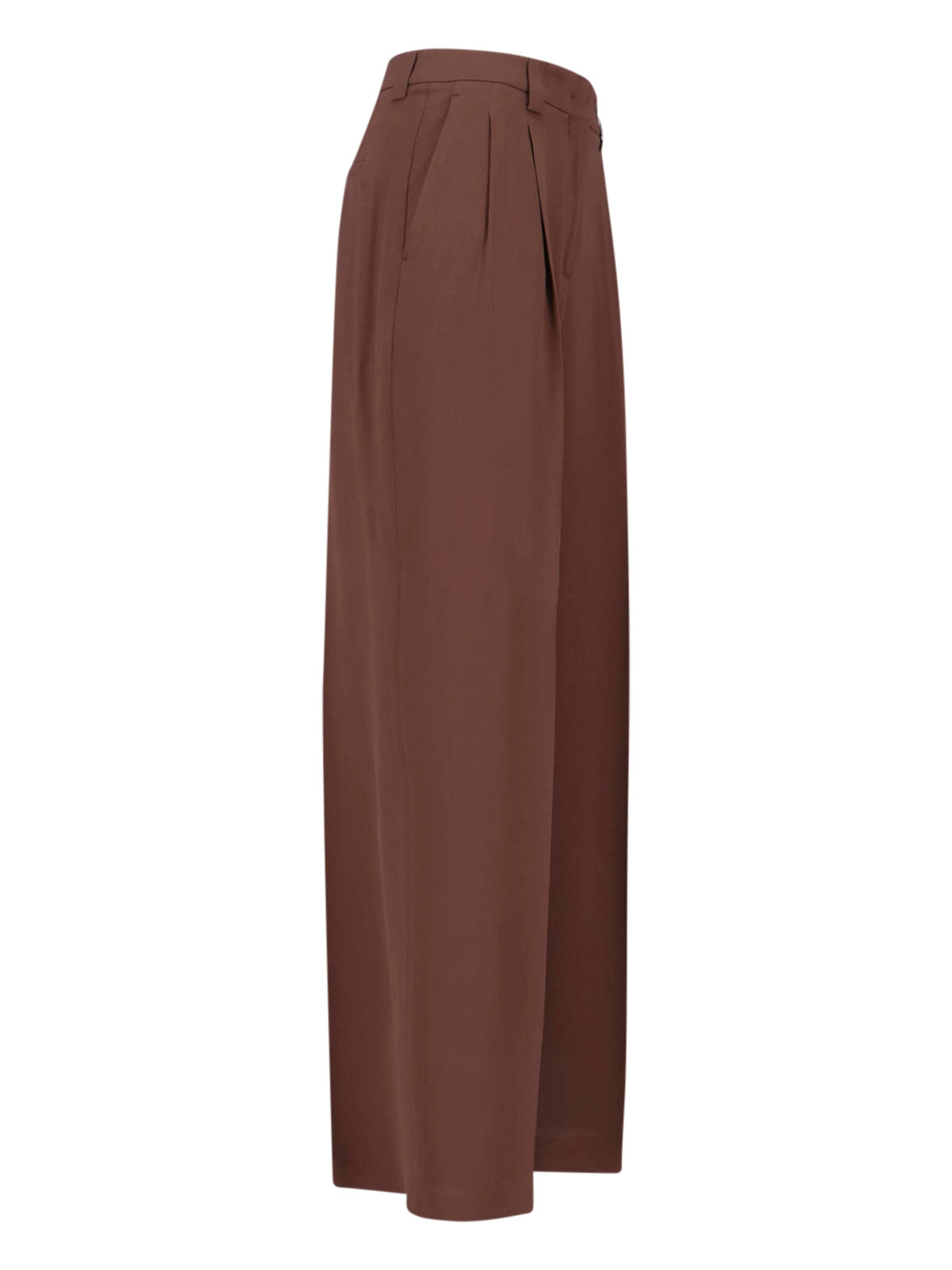 Brown Tailored Silk Blend Pants