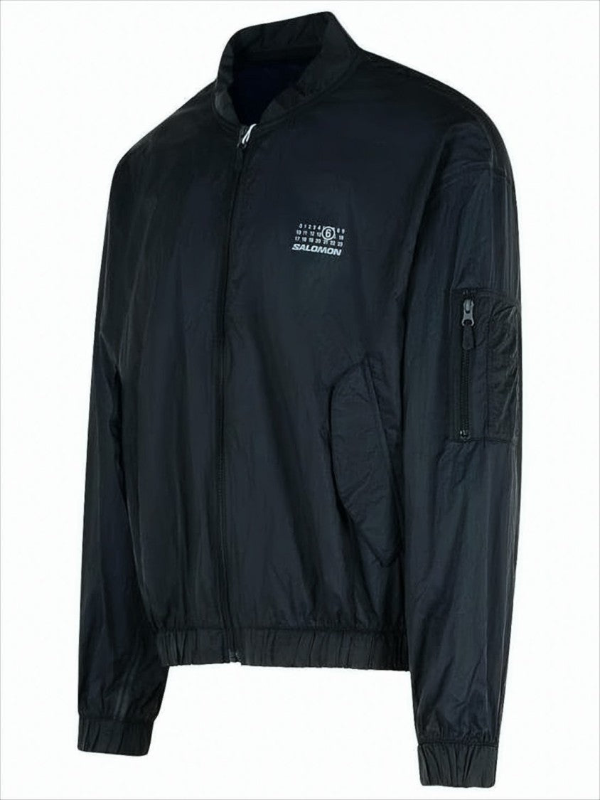 Lightweight Black Bomber Jacket with Zippered Details