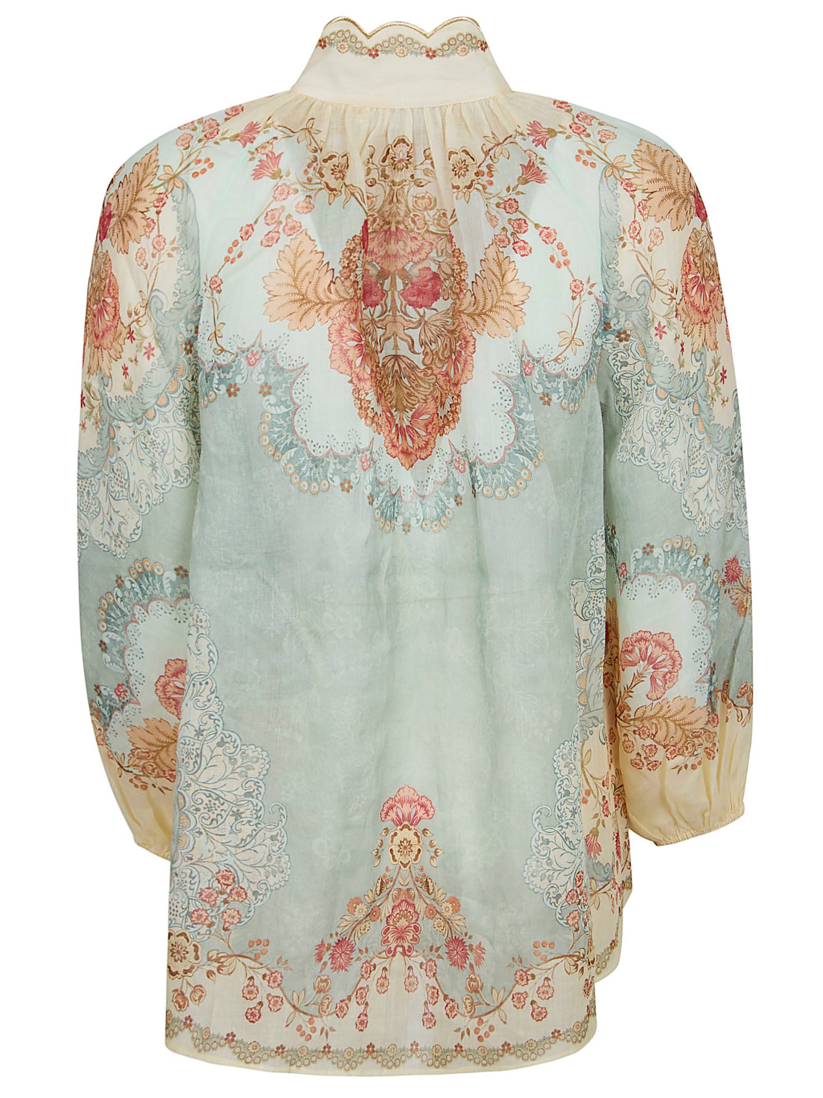Floral Stand Collar Blouse