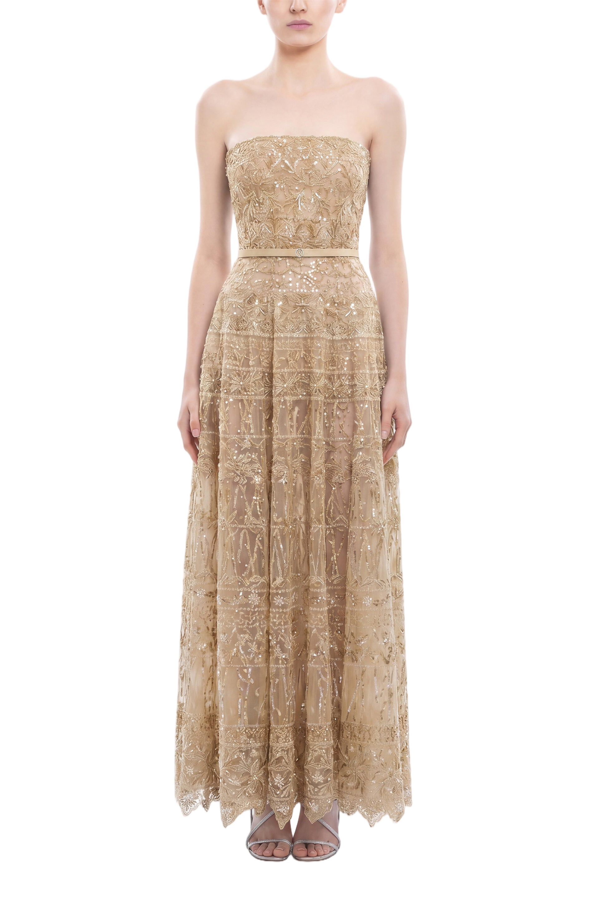Strapless Beaded Tulle Dress