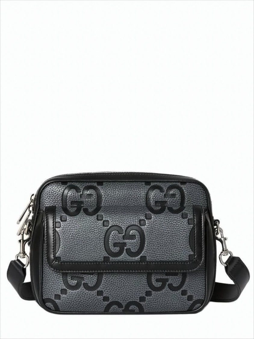 Textured Cowhide Leather Crossbody Bag with Embossed Logo