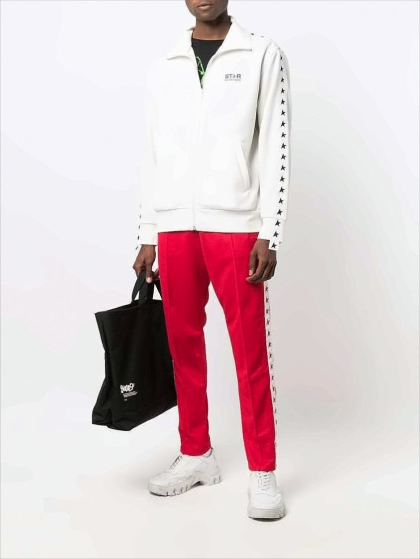 Full-Zip Jacket with High Collar and Bold Star Motifs