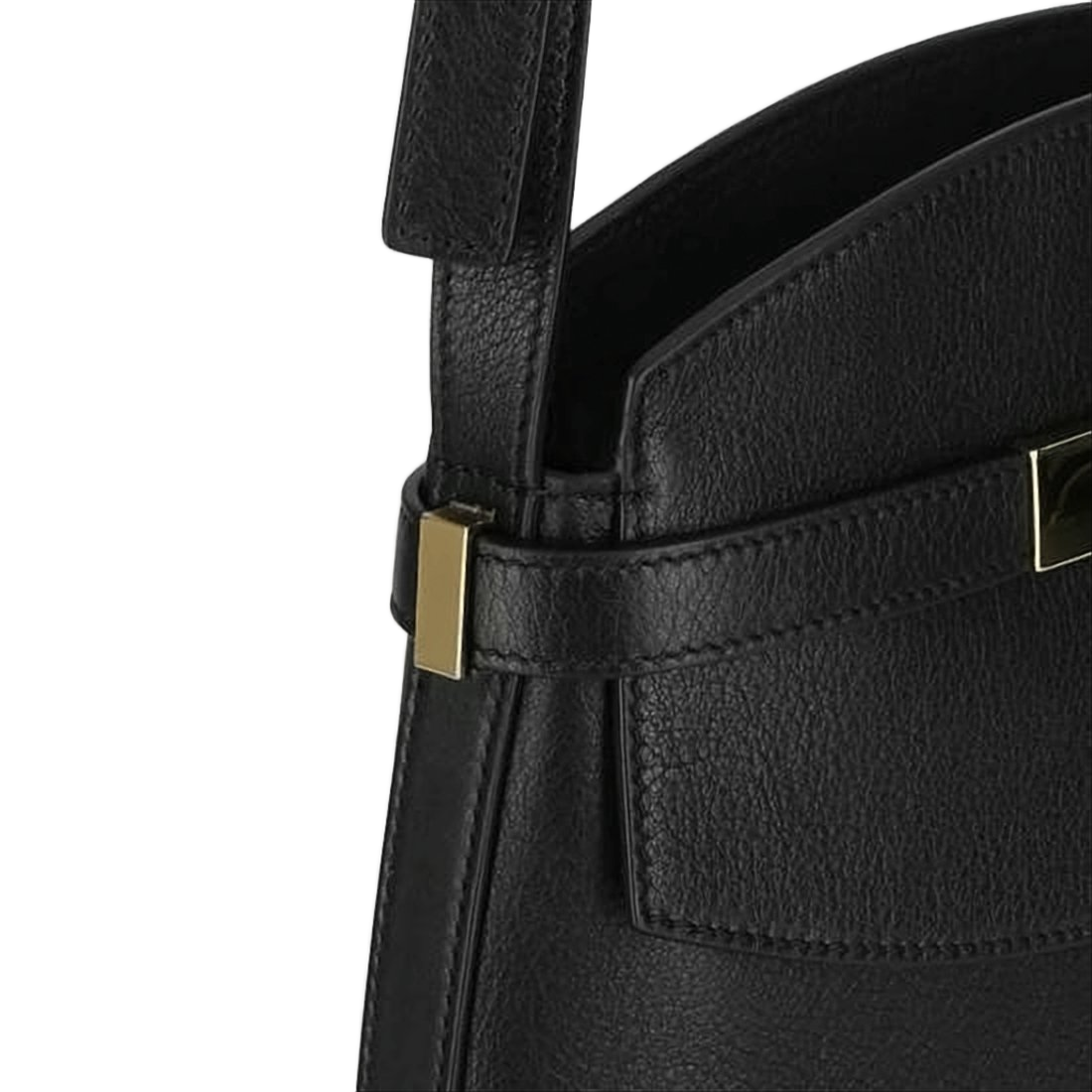 Structured Black Calf Leather Crossbody Bag