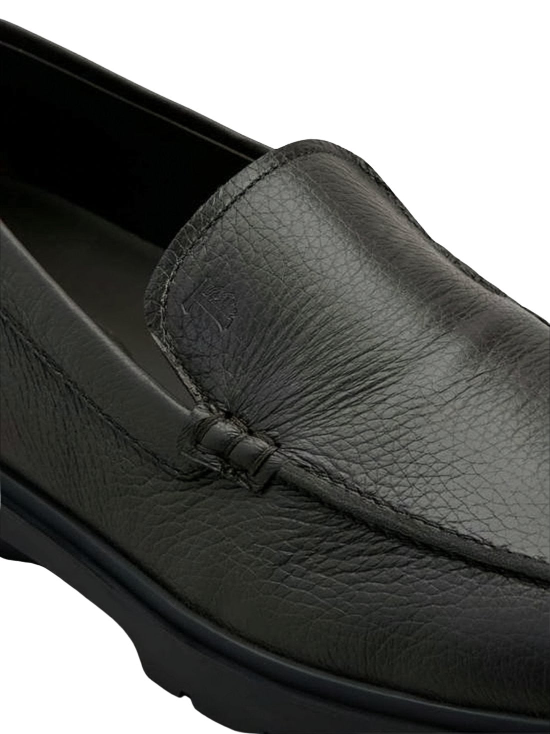 Textured Deerskin Leather Loafer with Rubber Sole