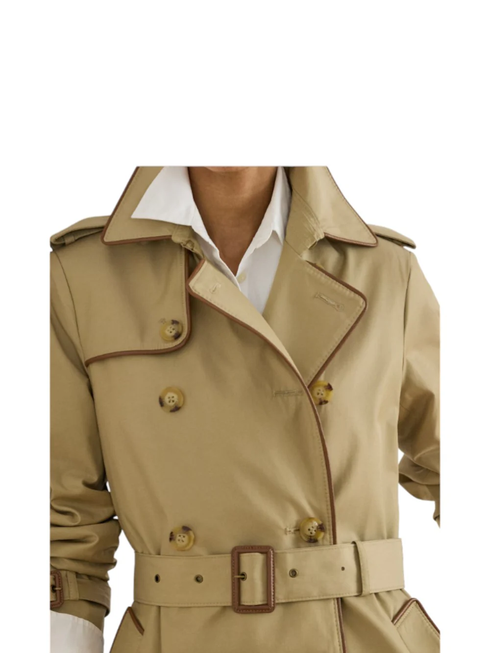 Light Beige Double Breasted Lined Trench