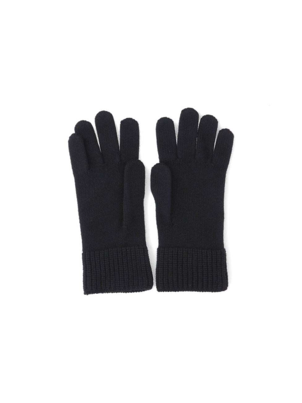 Black Knit Gloves With Ribbed Cuffs And Logo Embroidery