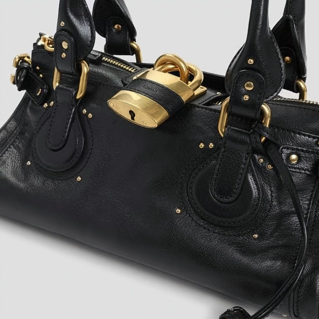 Smooth Leather Shoulder Bag with Gold-tone Hardware
