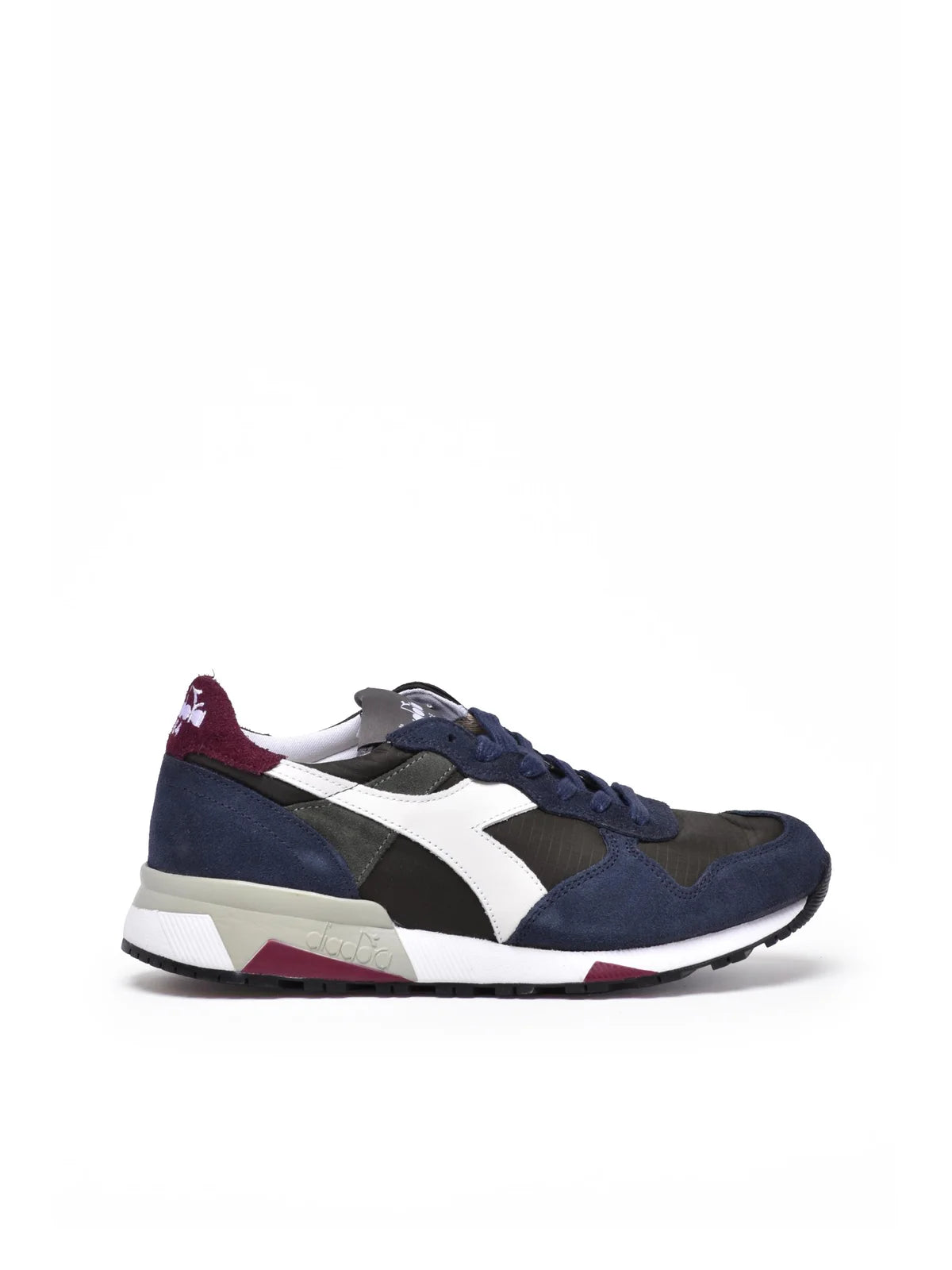 Blue Black Polyester Leather Trident Sneakers