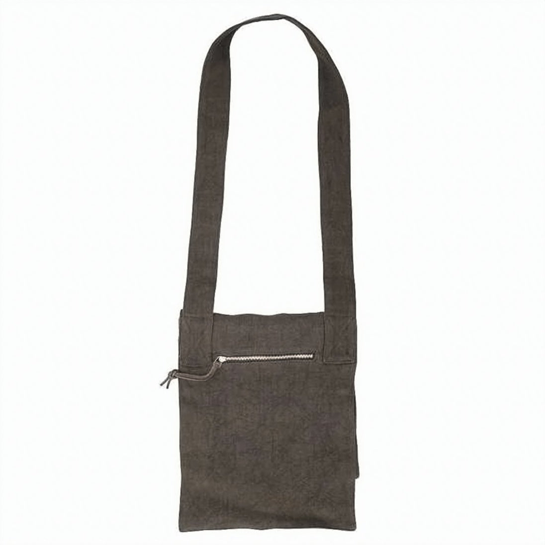 Textured Linen Crossbody Bag With Wide Strap