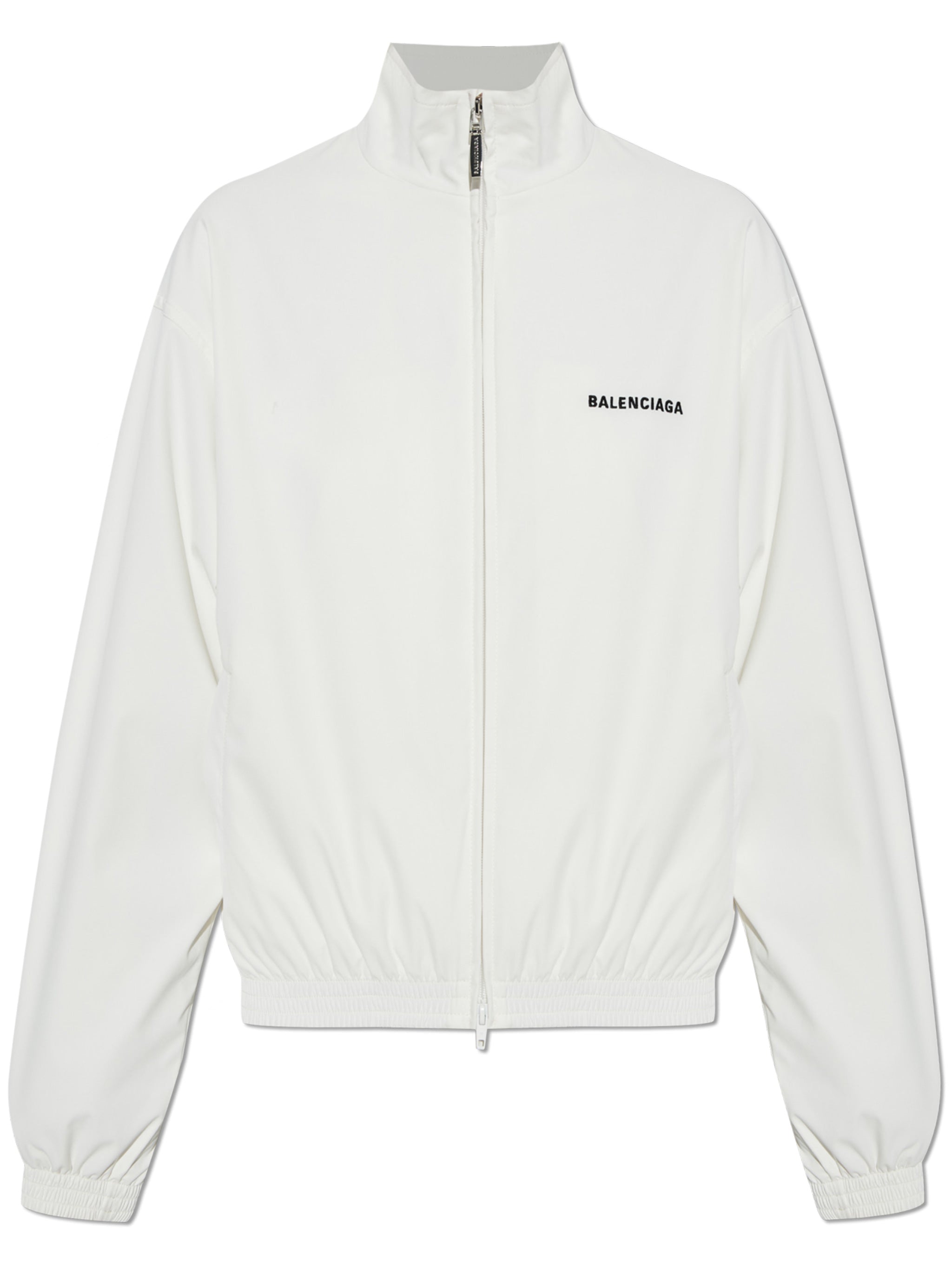 White Tracksuit High Collar Polyester Jacket