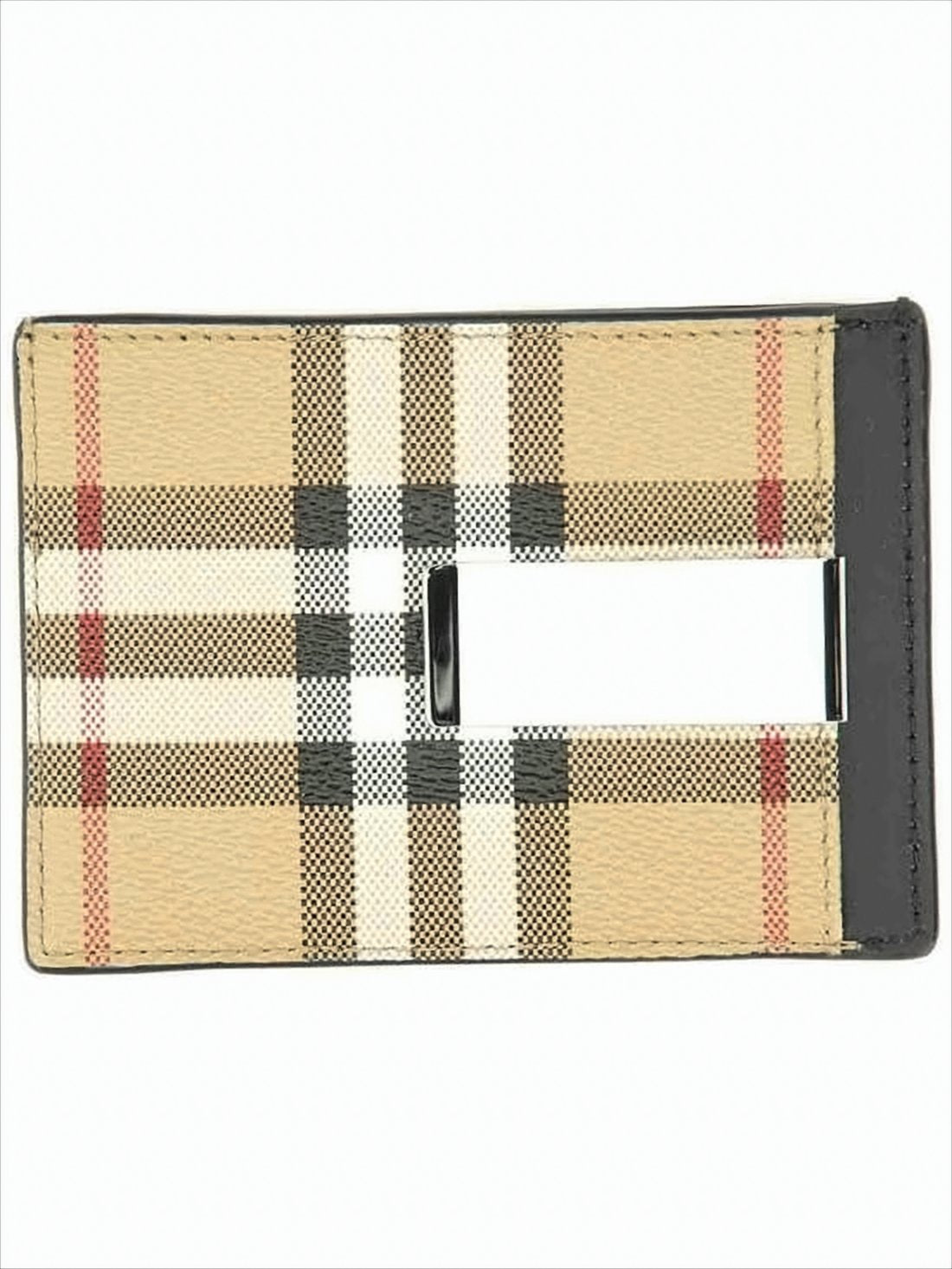 Textured Card Wallet with Classic Check Pattern