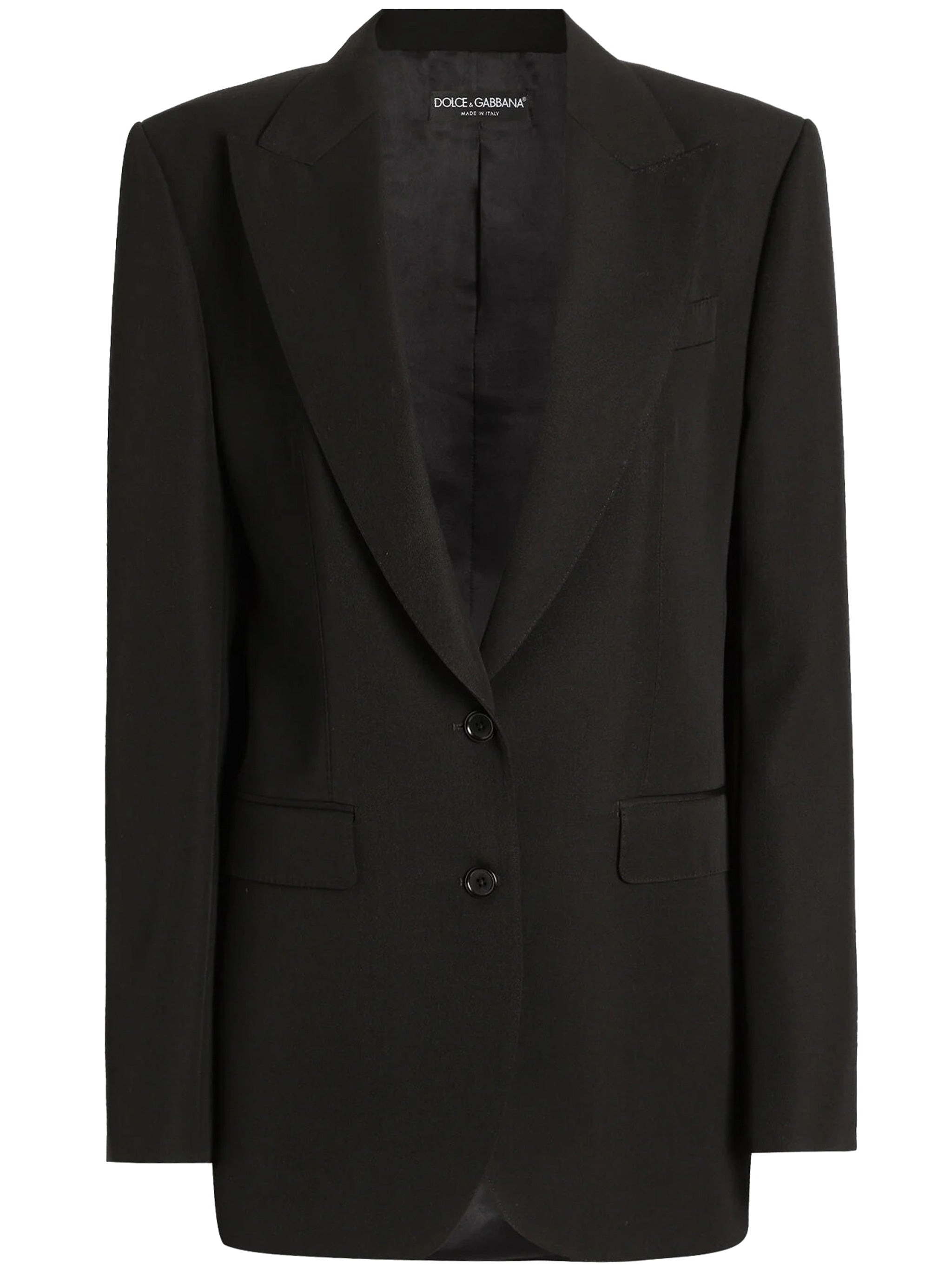 Tailored Black Wool Notch Lapel Blazer