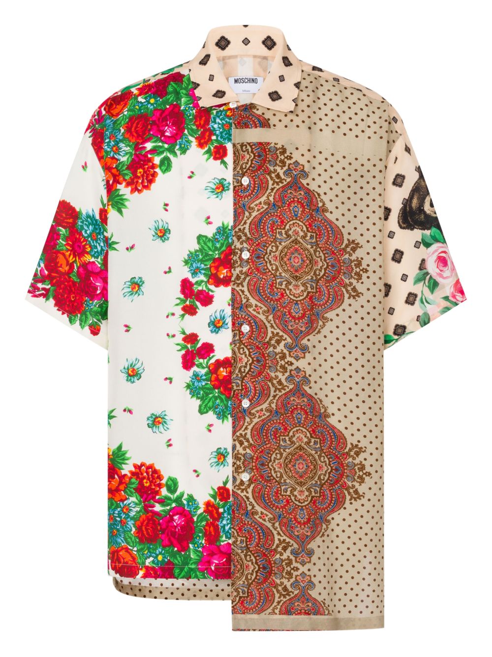 Patchwork Short-Sleeve Shirt With Floral