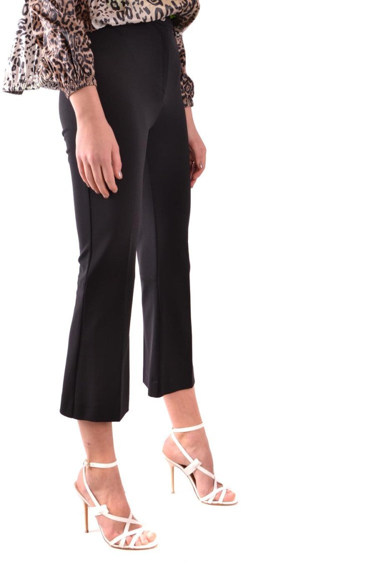 Cropped Black Trousers With Slight Flare Hem