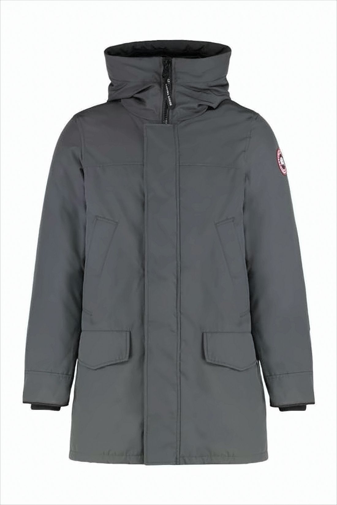 Insulated Grey Parka with Concealed Zipper