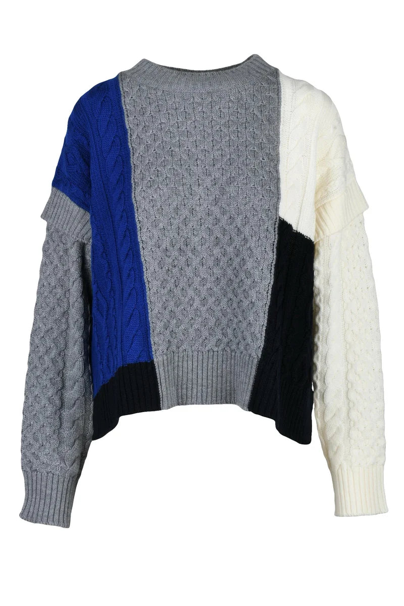 Virgin Wool Sweater - Grey/Blue
