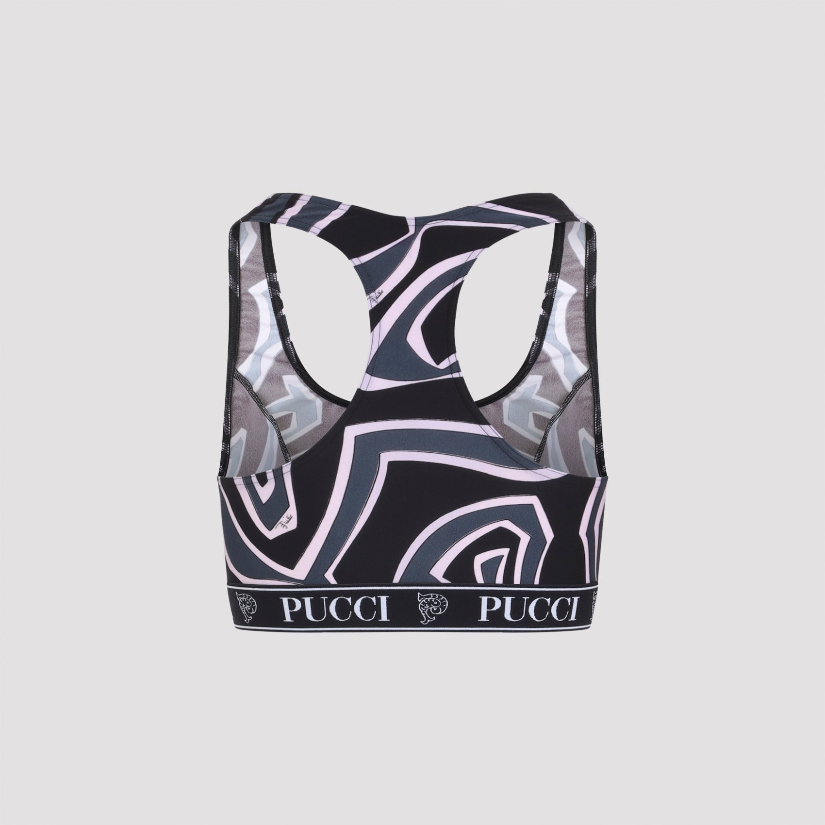 Racerback Sports Bra With Abstract Print And Supportive Design