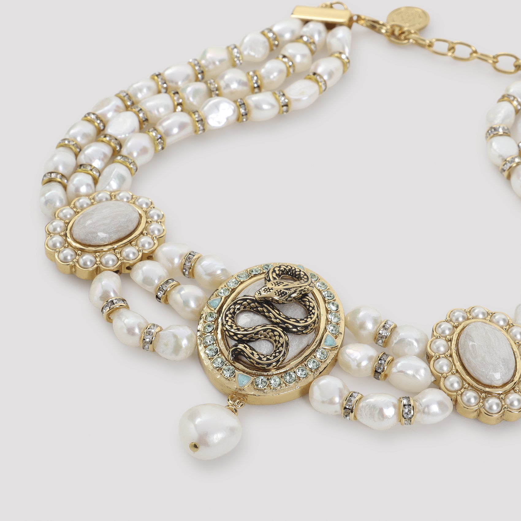 Multi-Strand Necklace with Ornate Medallion