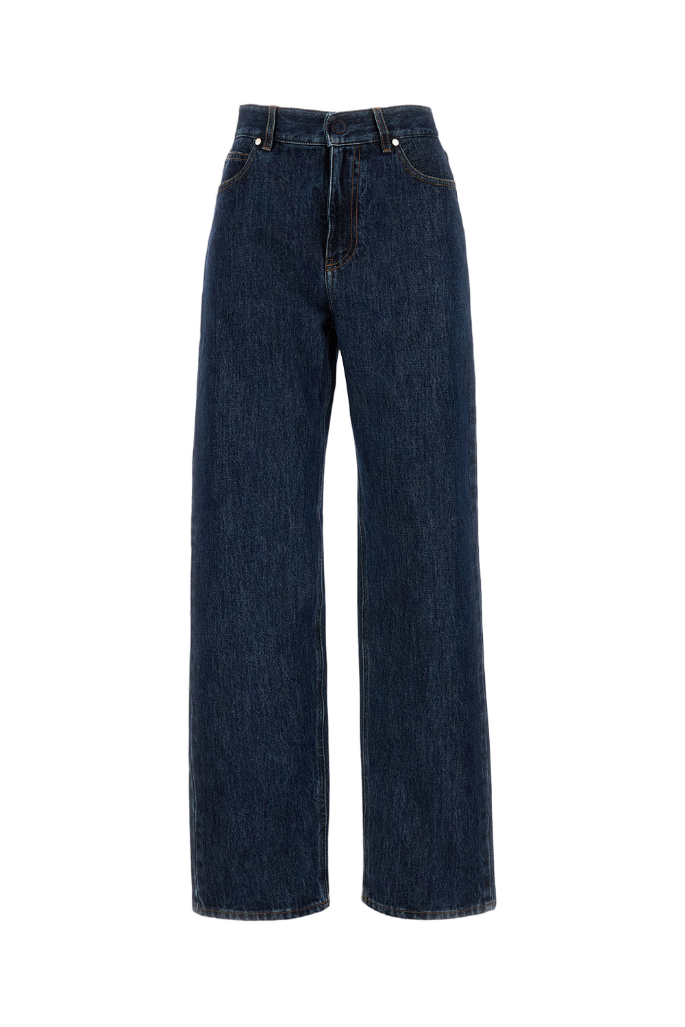 Wide-Leg Denim Jeans With Contrasting Stitching