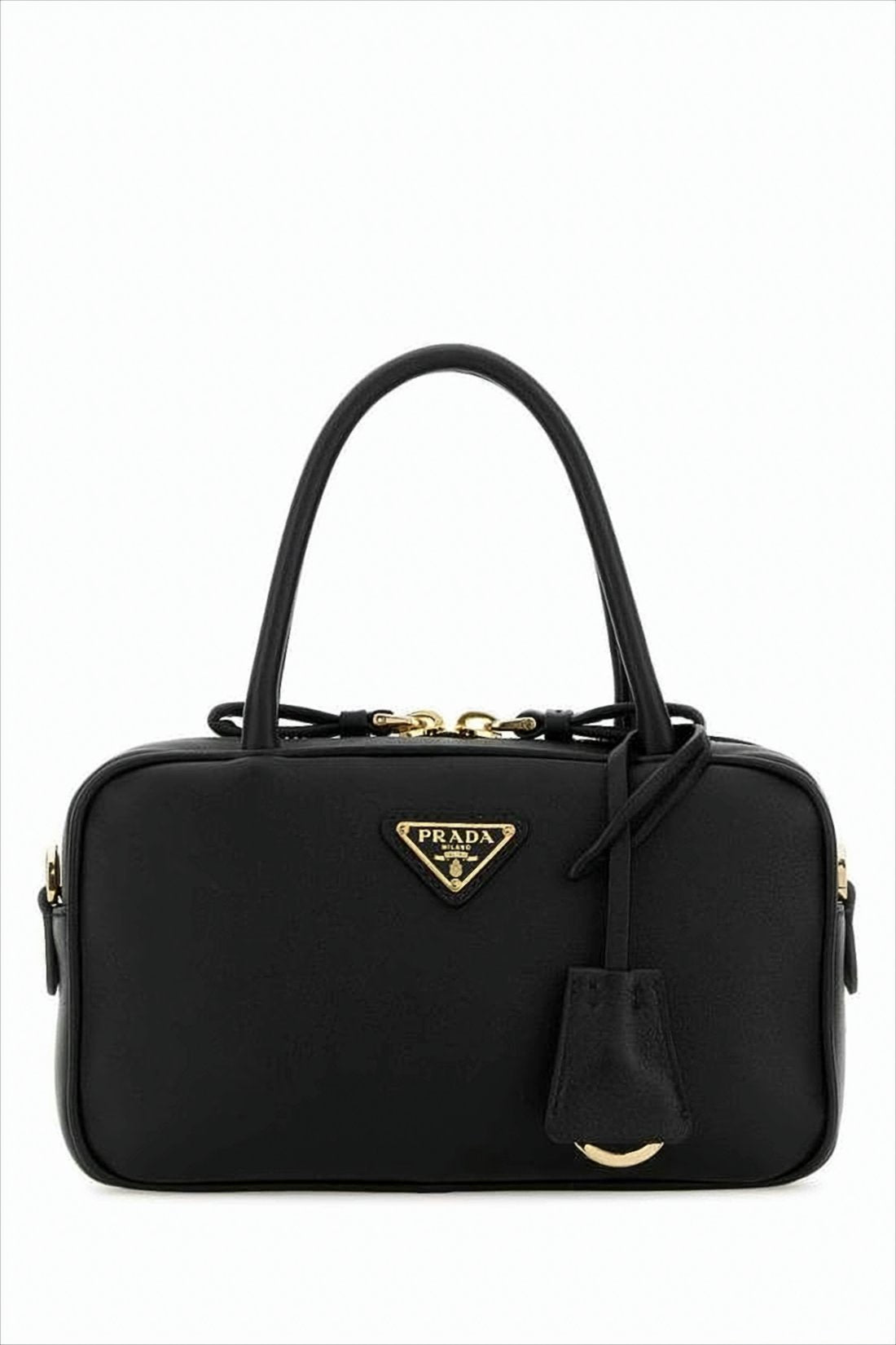 Structured Calf Leather Shoulder Bag with Zip Closure