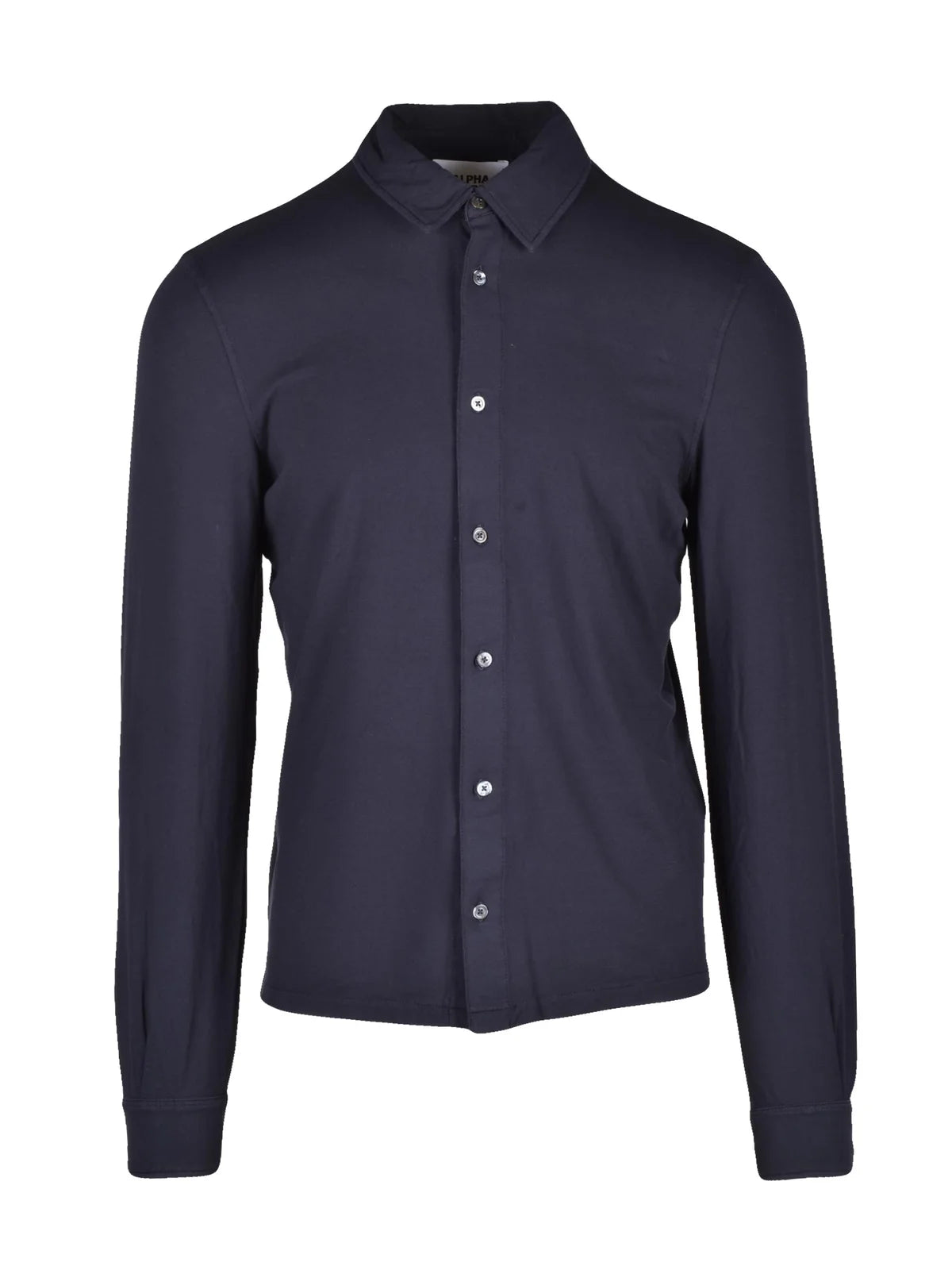 Navy Blue Cotton Elastane Men Shirt